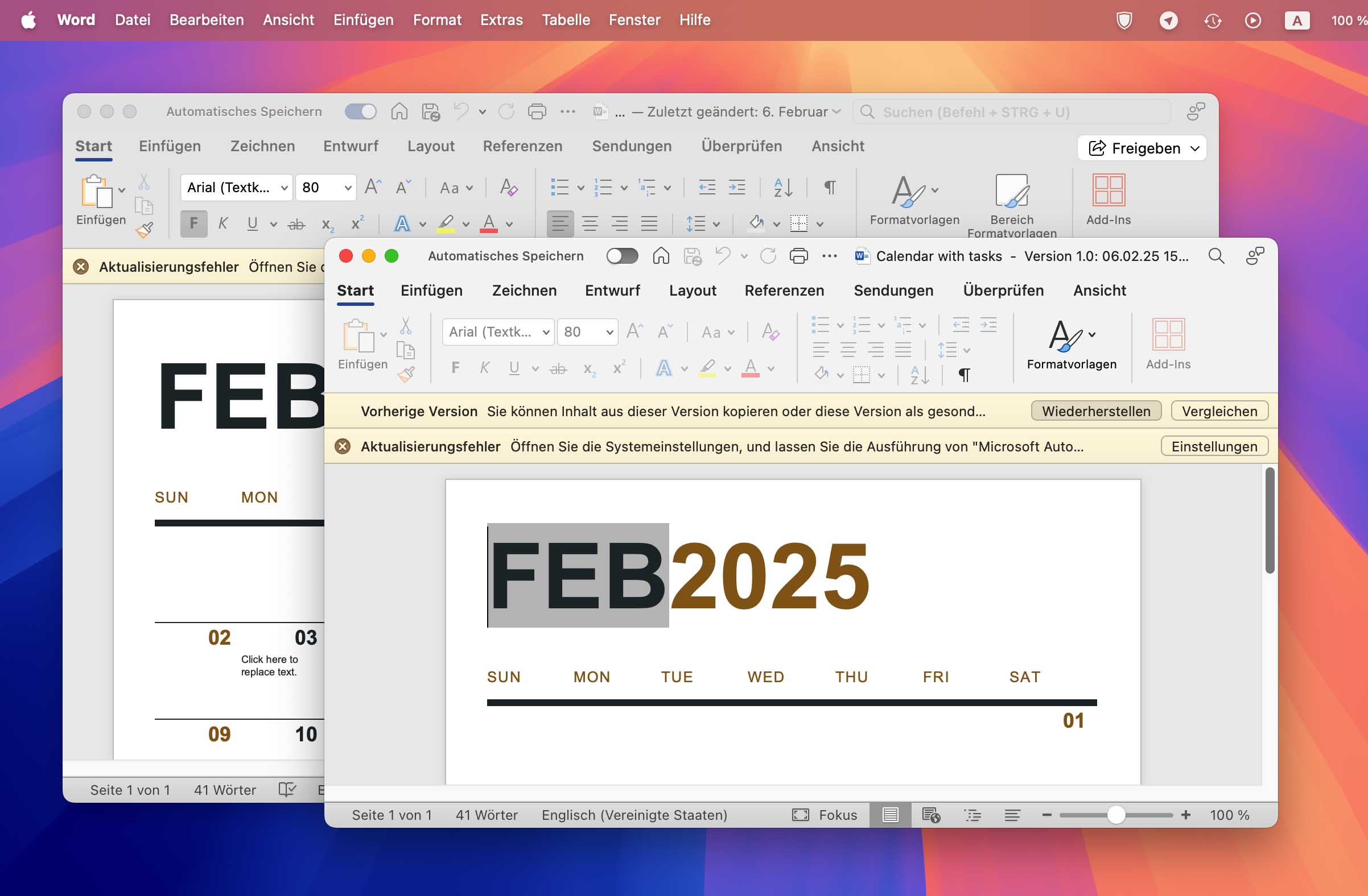 Frühere Version in Word-App wiederherstellen
