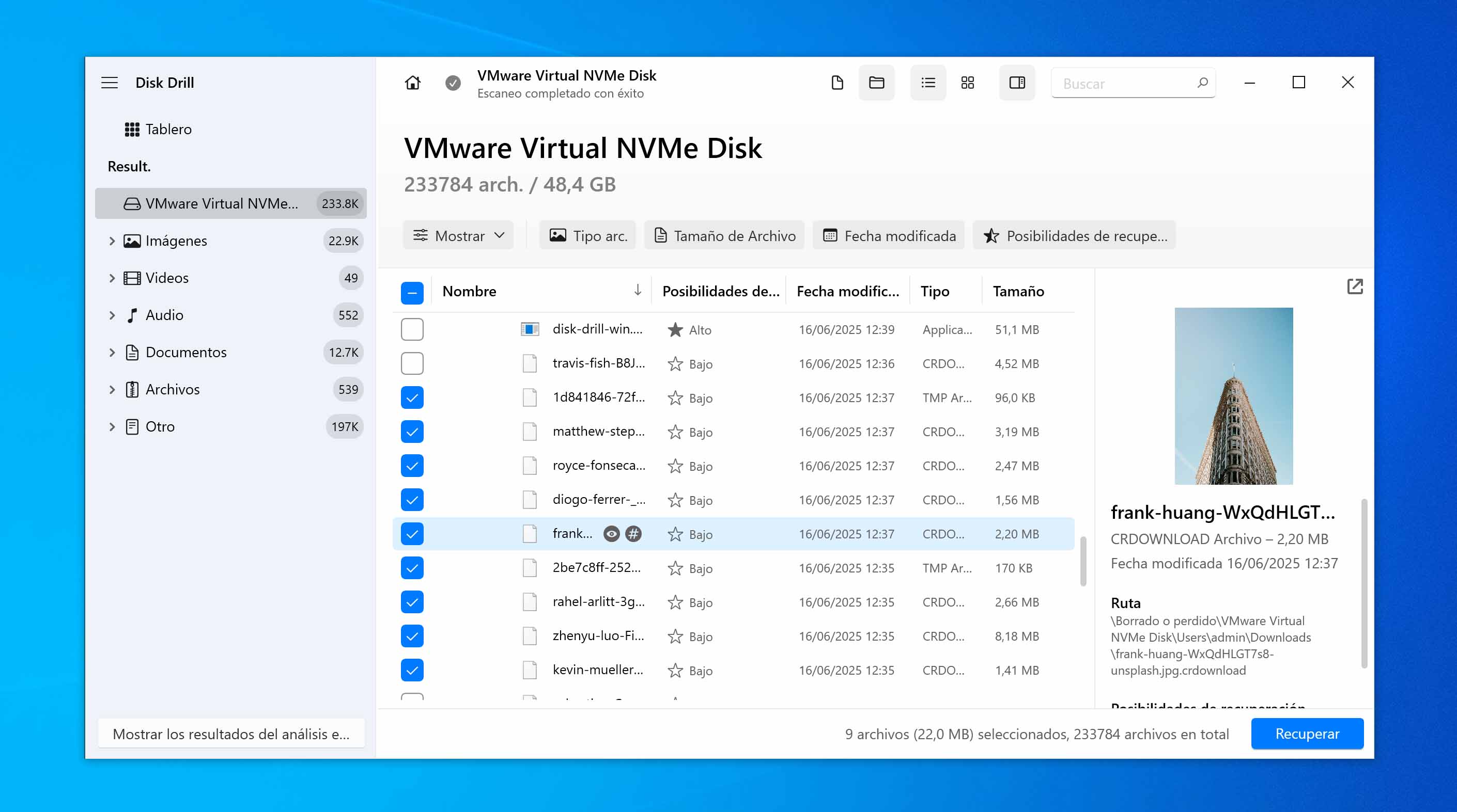 seleccionar archivos para recuperar con Disk Drill