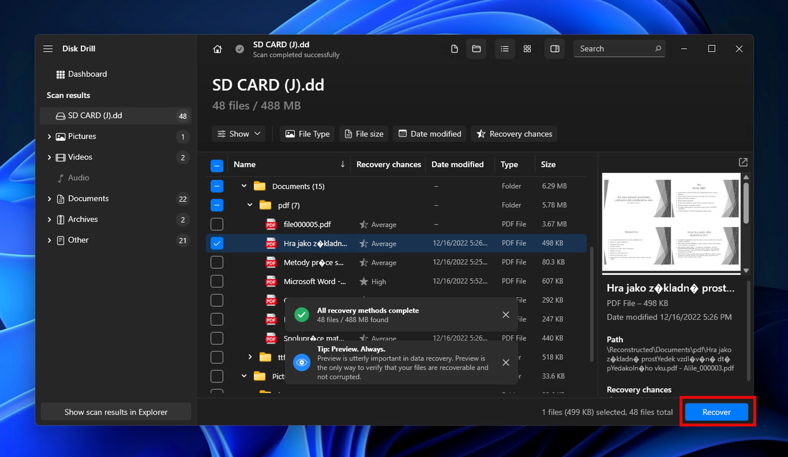 disk drill recover sd card