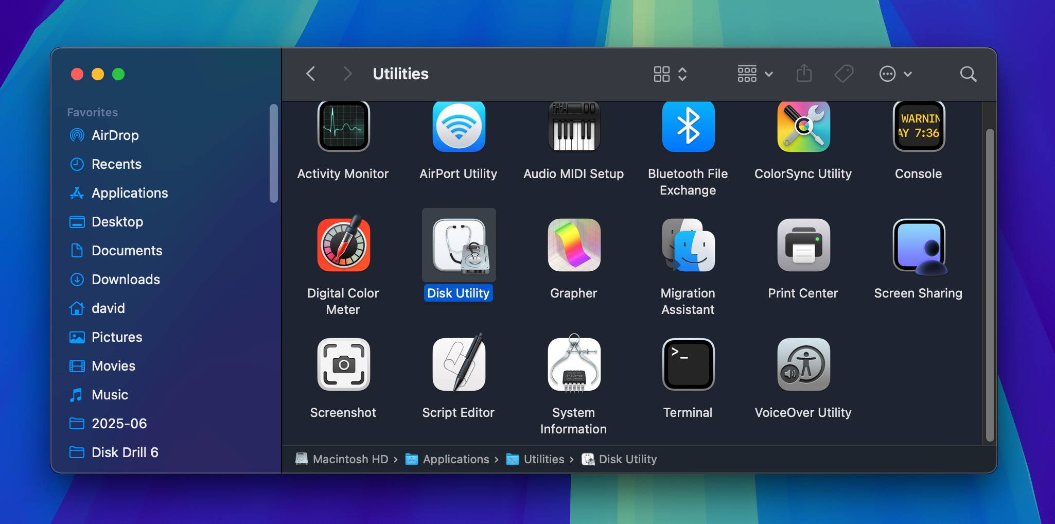 disk utility finder