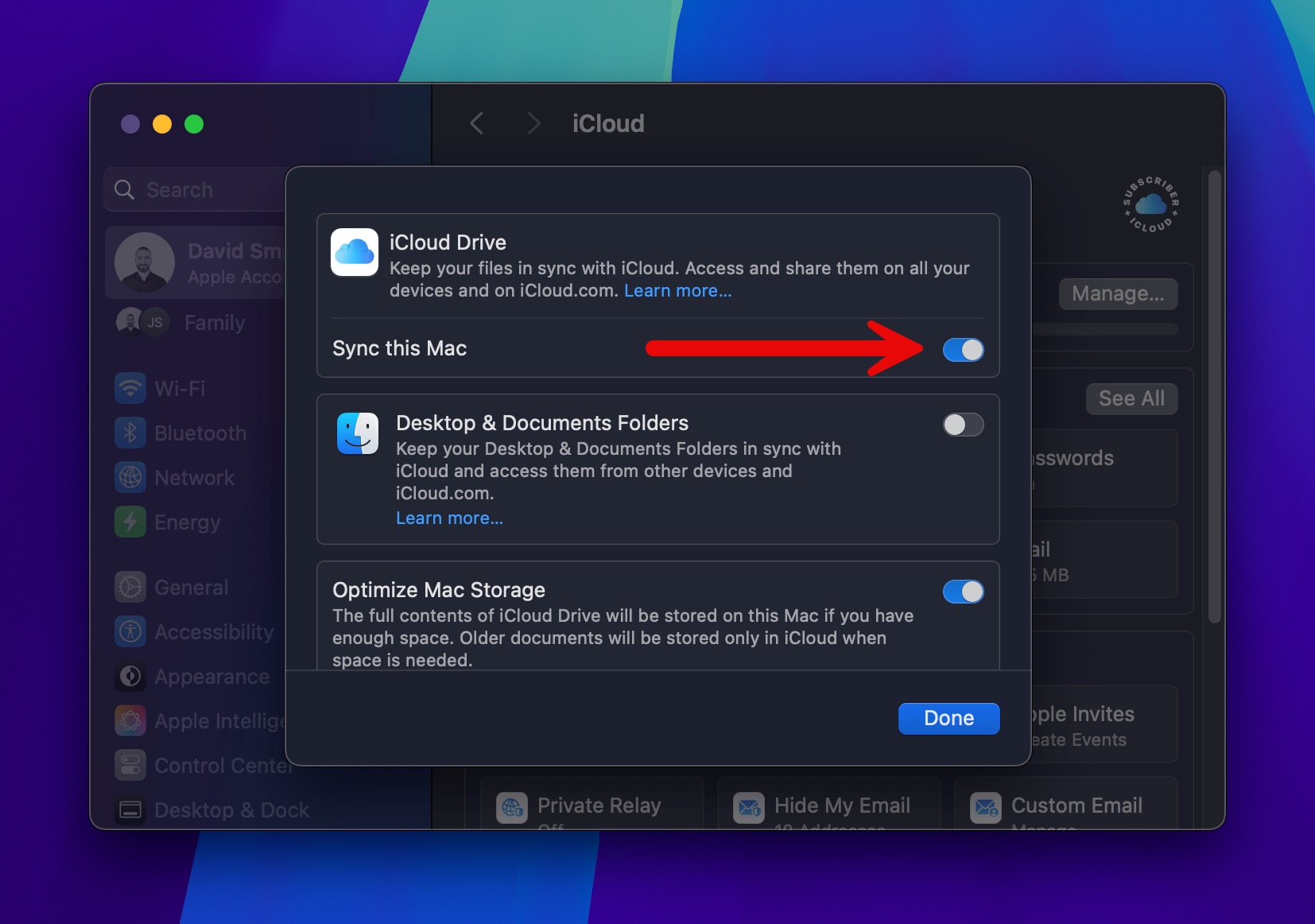 icloud drive toggle