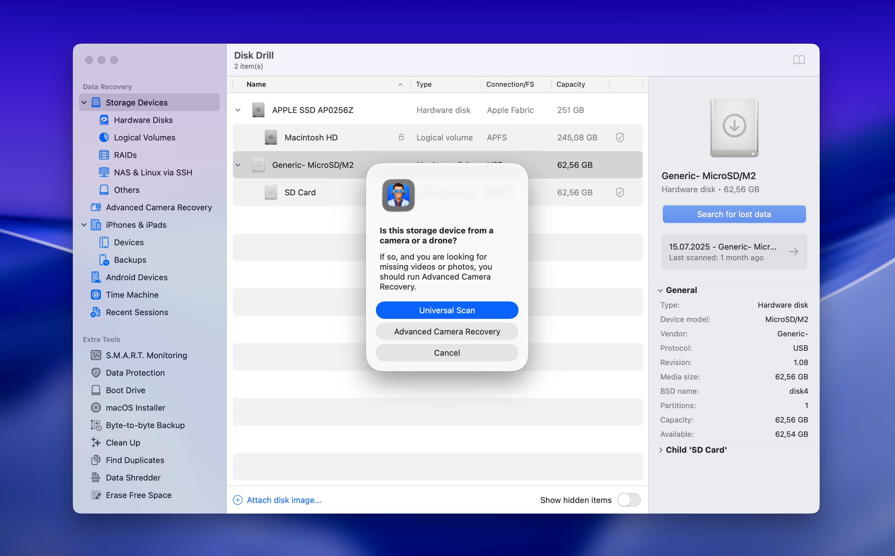 restore data from SD card using a software for Mac