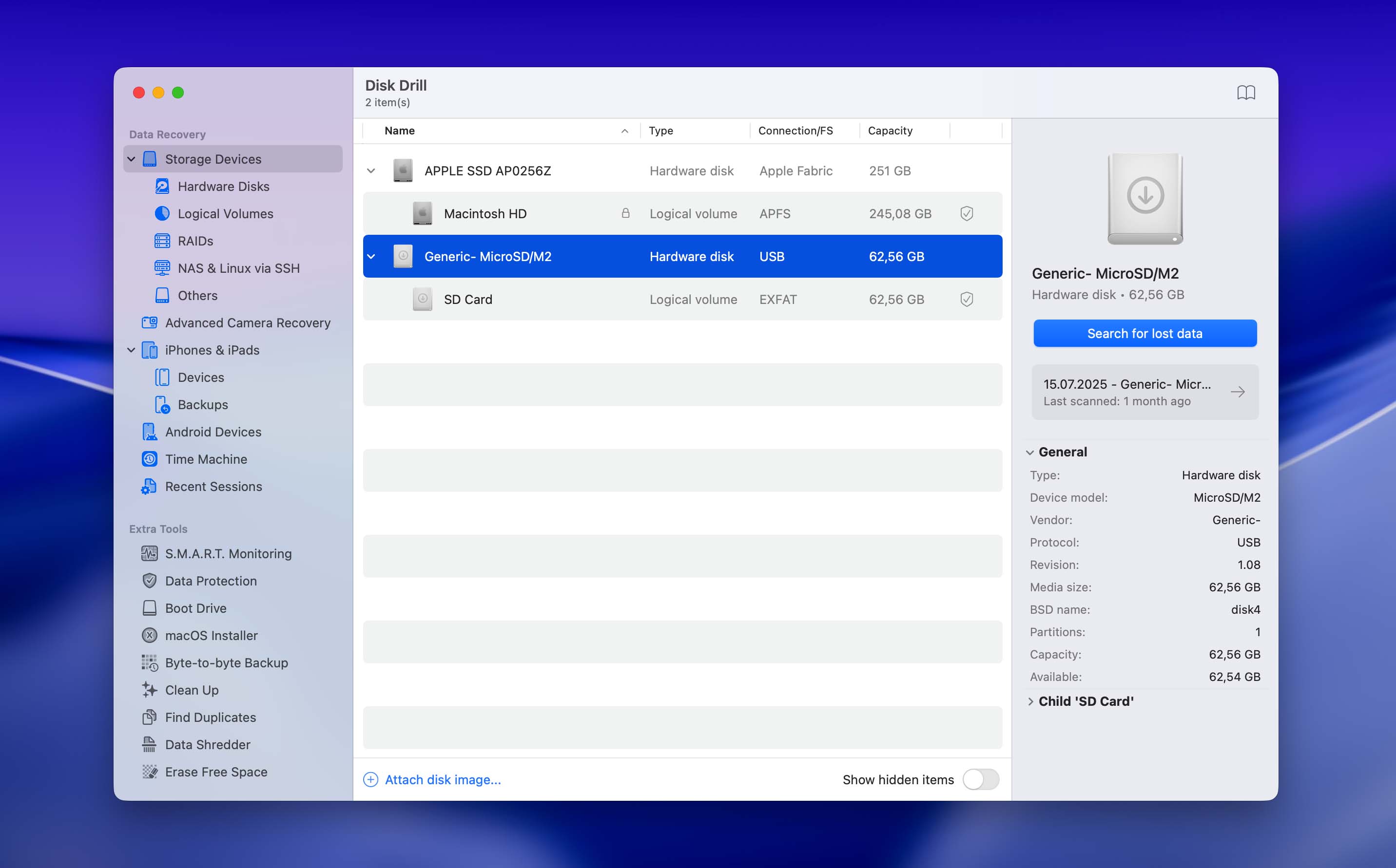 recover deleted files from a corrupted SD card using Disk Drill