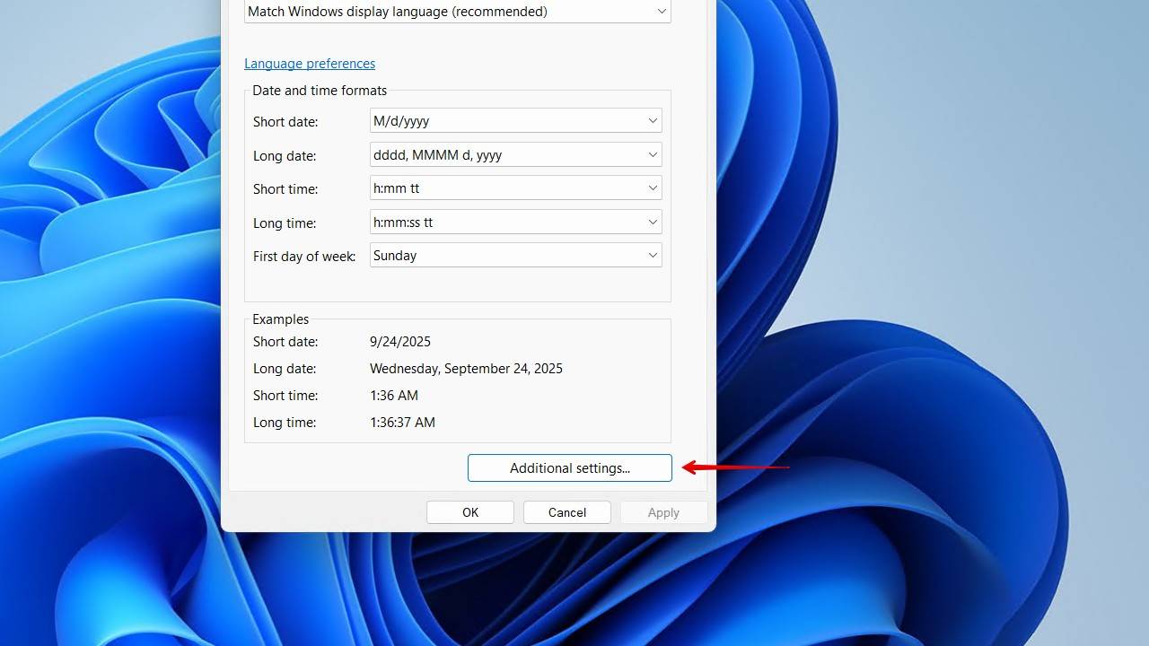 Additional settings.
