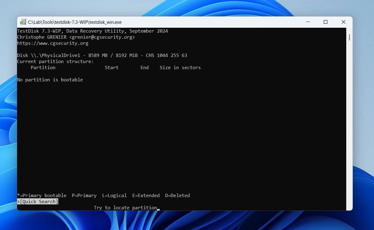 Starting a quick search.
