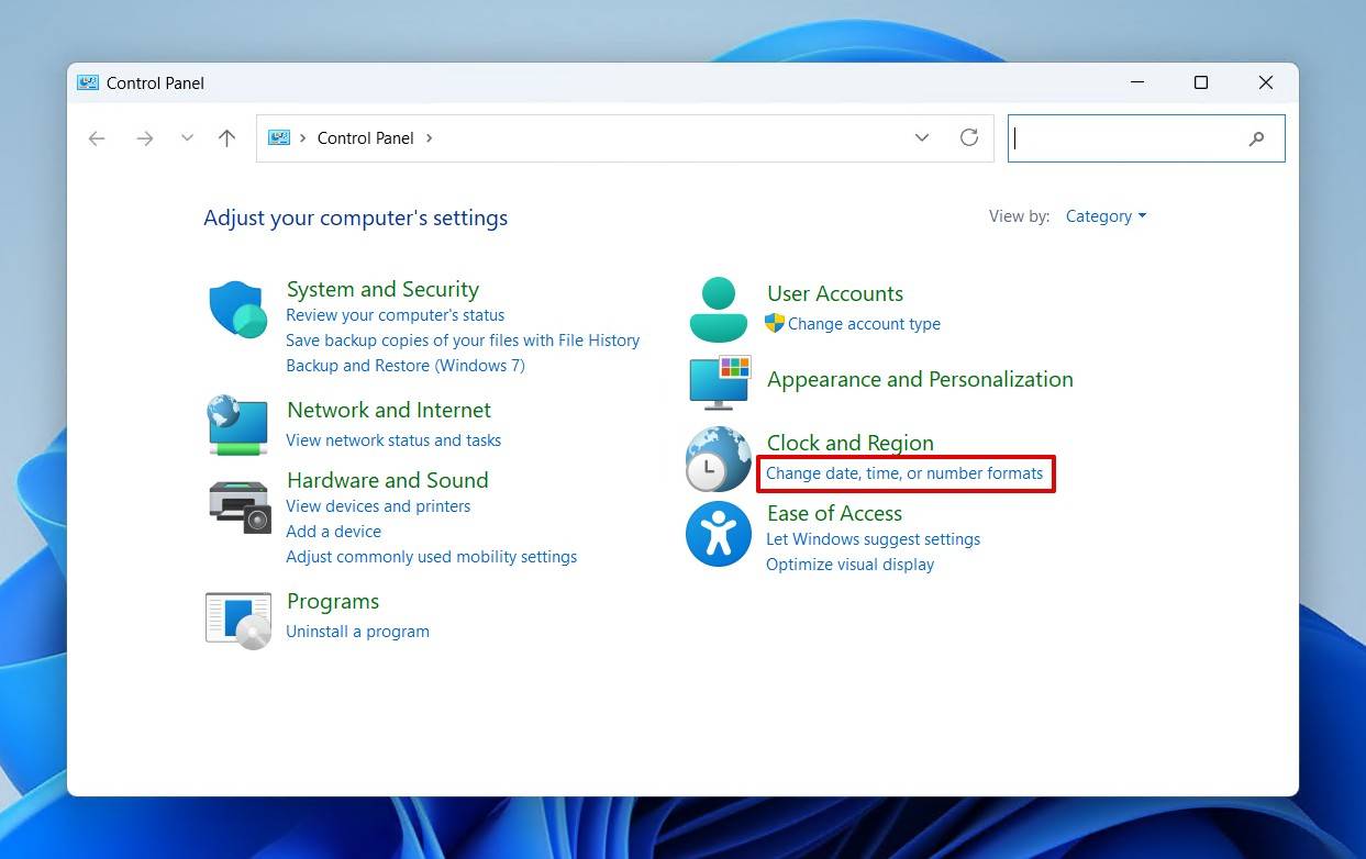 Changing clock settings.