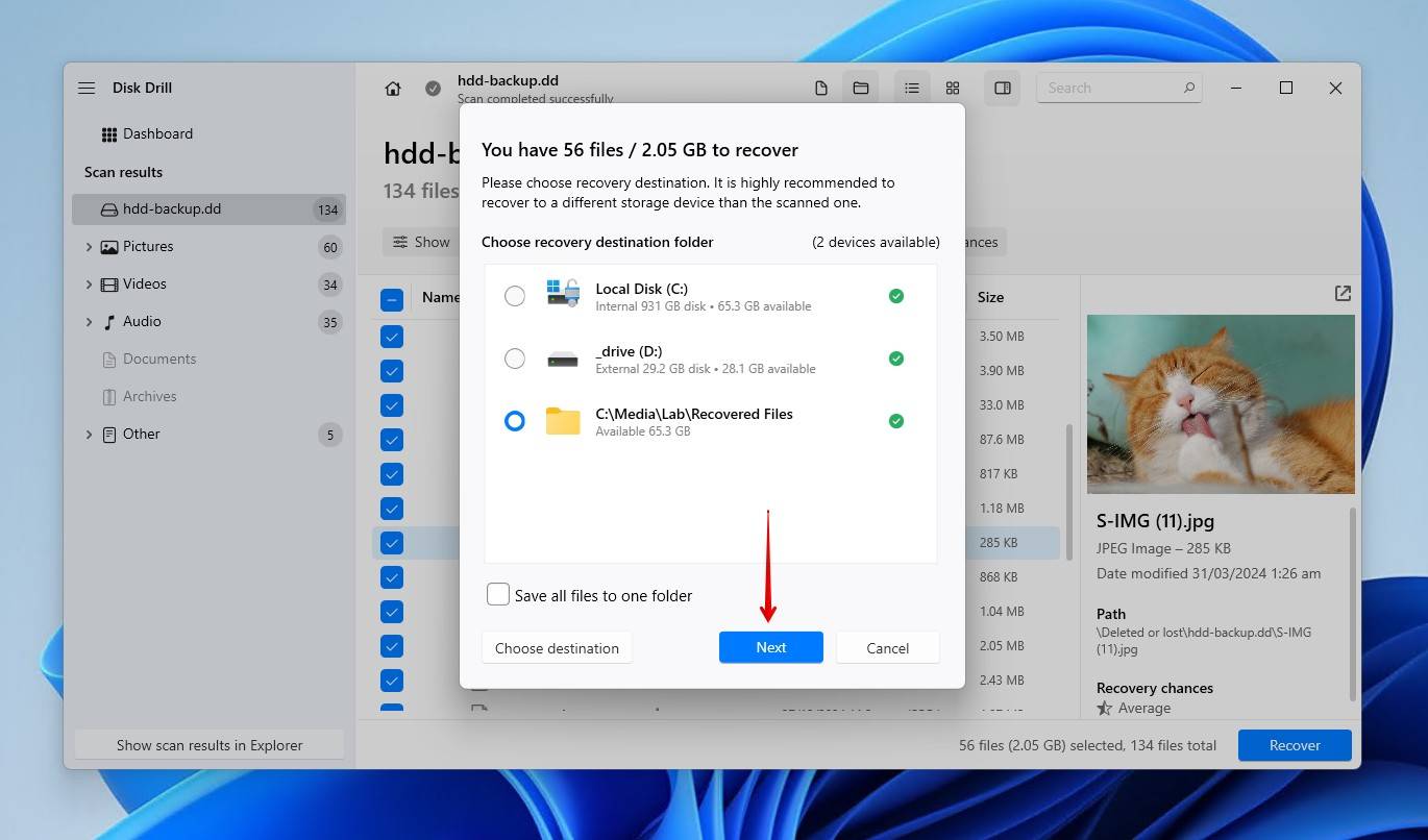 Finishing the recovery process.