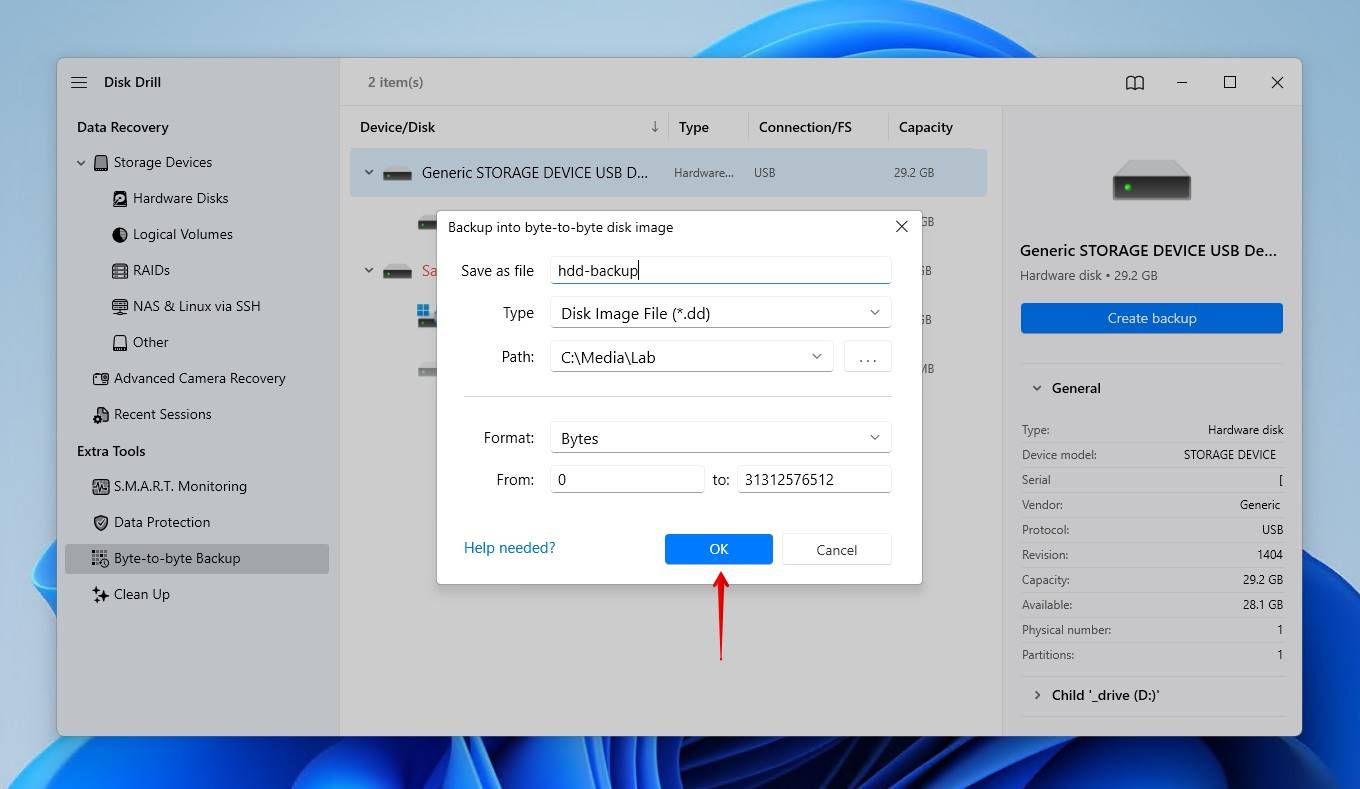 Creating the backup.
