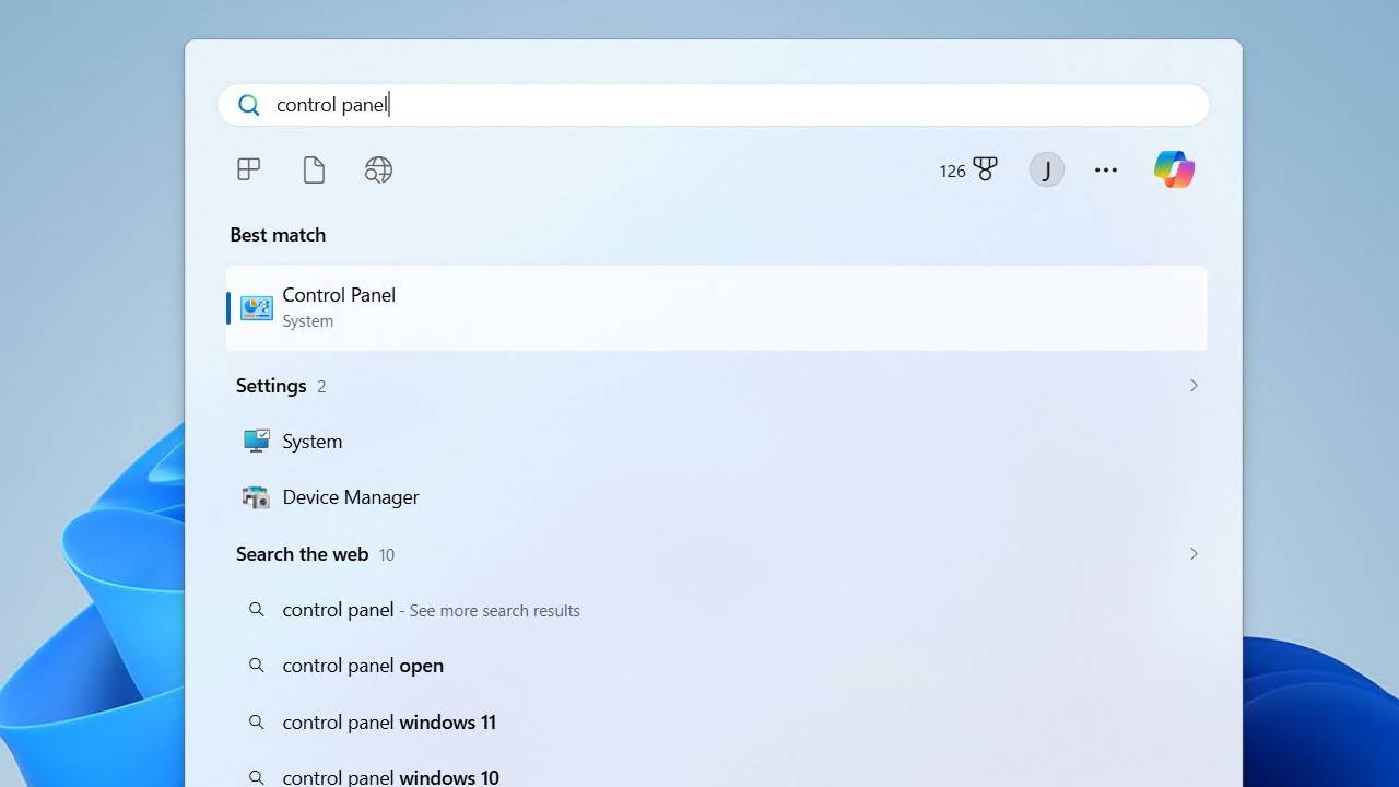 Opening Control Panel.