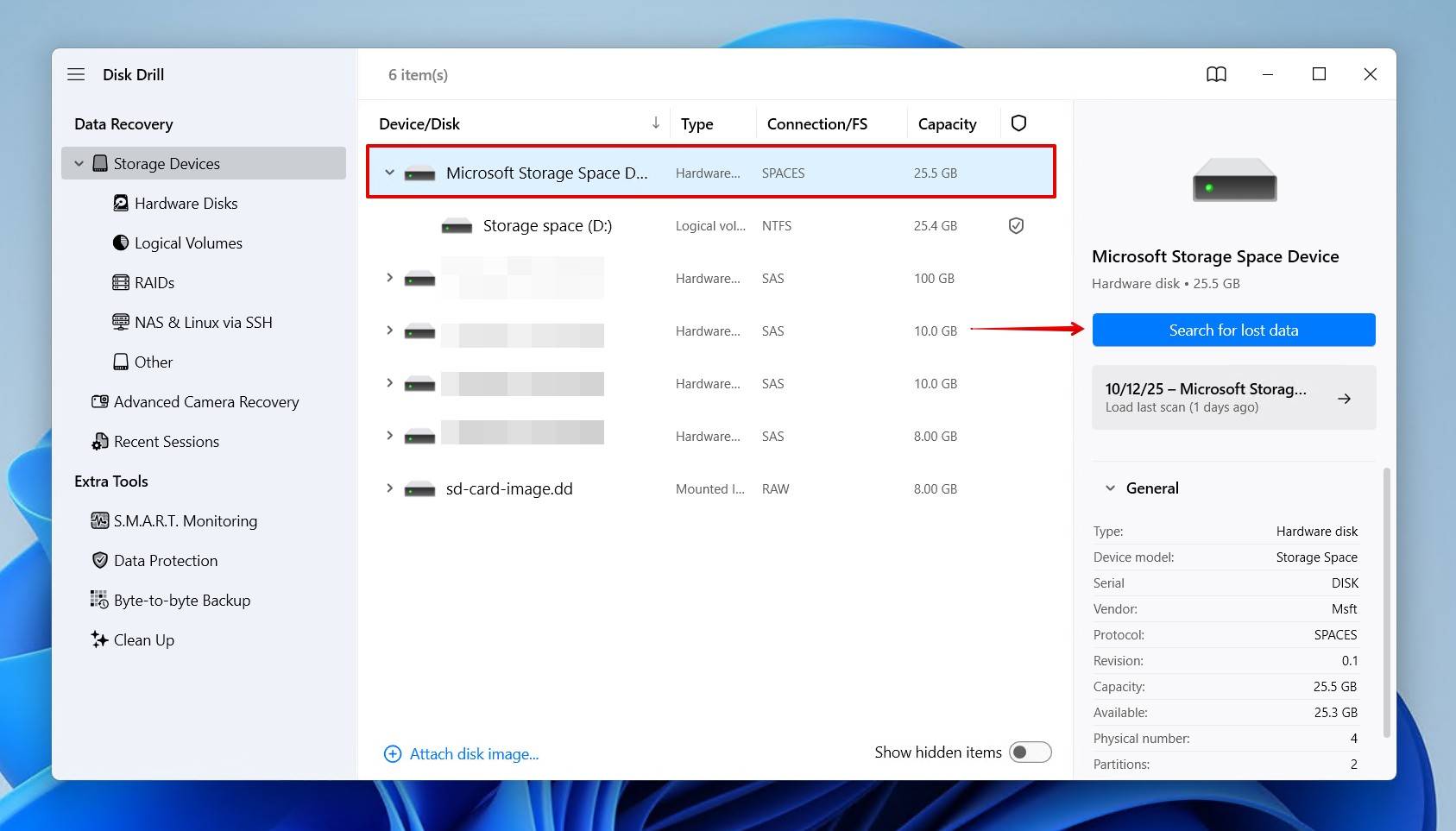 Scanning the Storage Space.