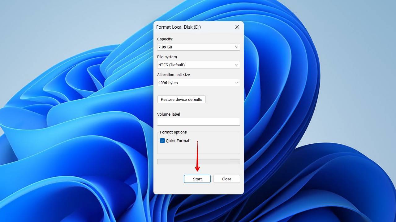 Starting the format.