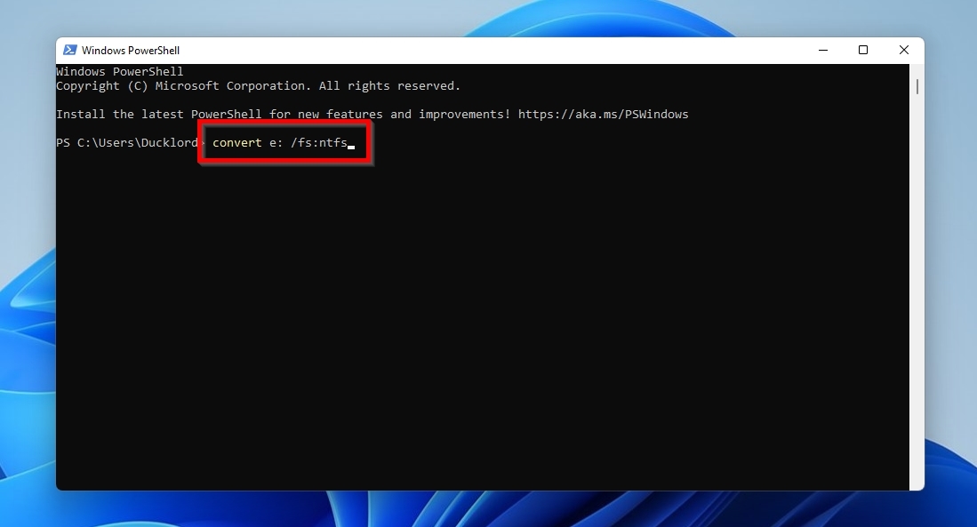 Convert Command in Windows Powershell