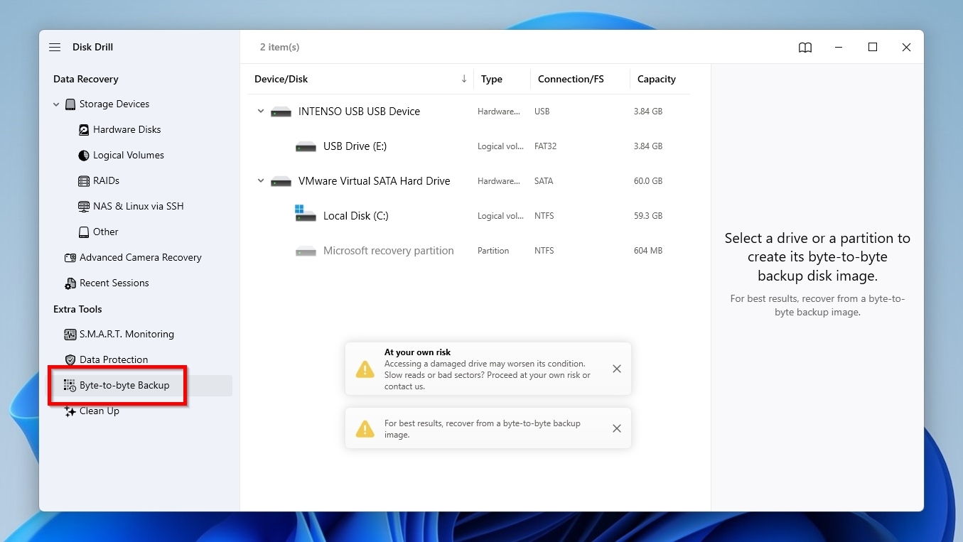 Disk Drill Byte to Byte Backup Tool