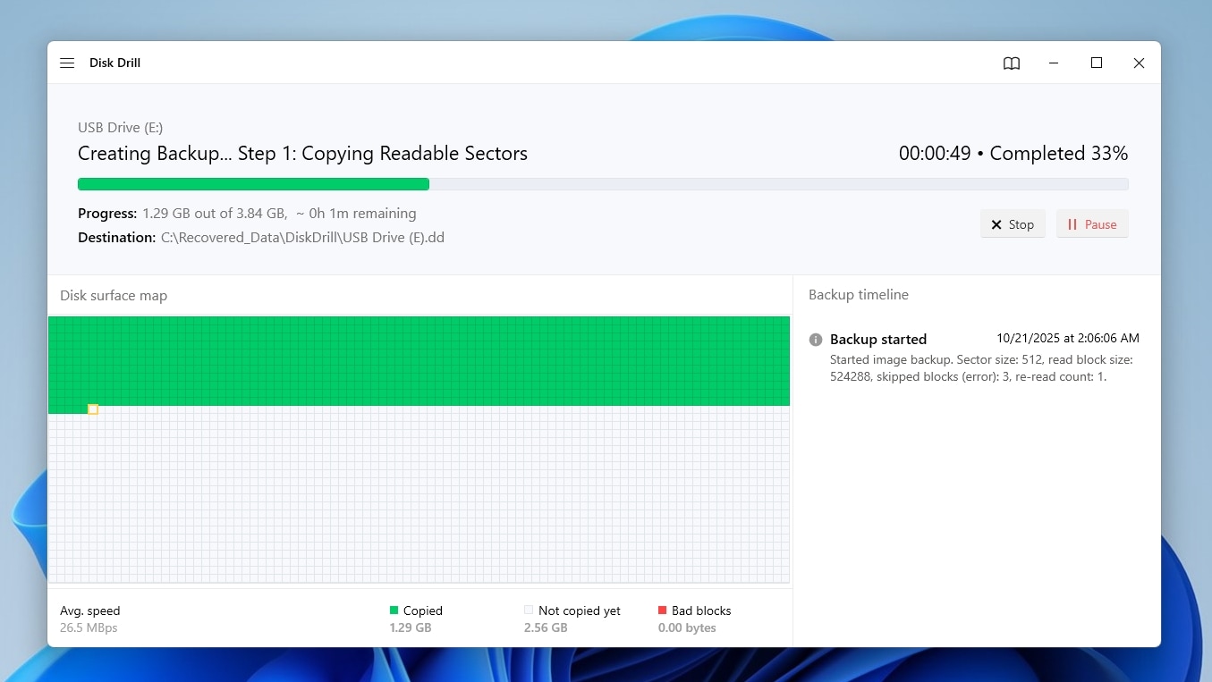 Disk Drill Creating Backup