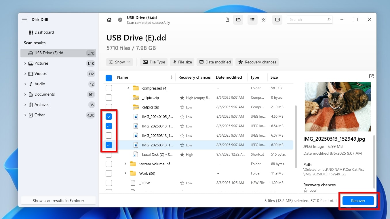 Disk Drill Recover selected files