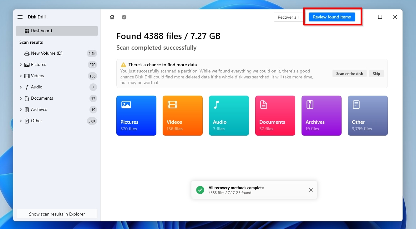 Disk Drill Scan Complete Review Found Items