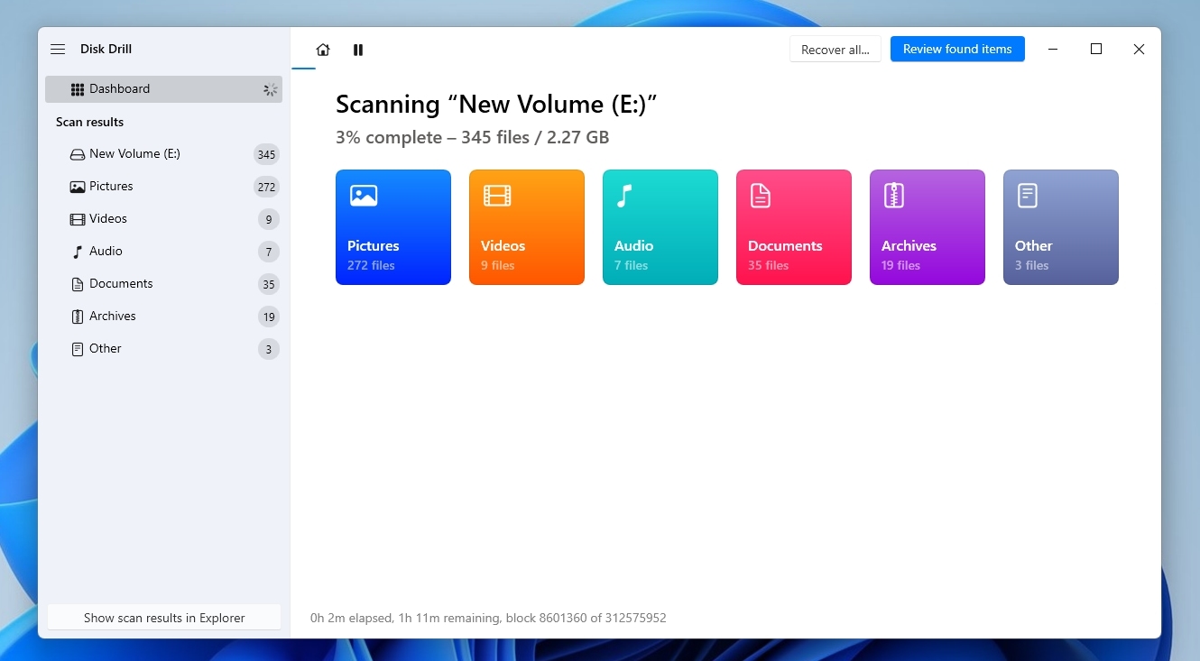 Disk Drill Scanning Selected Disk