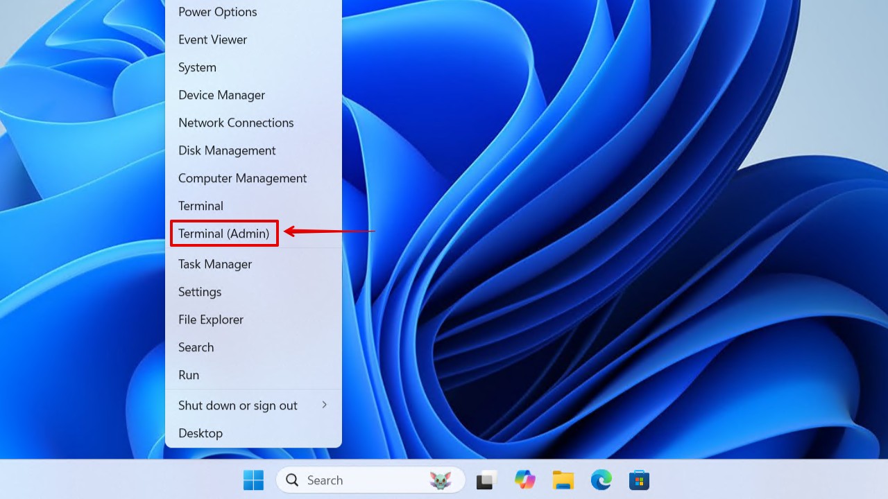 Opening Terminal (Admin).
