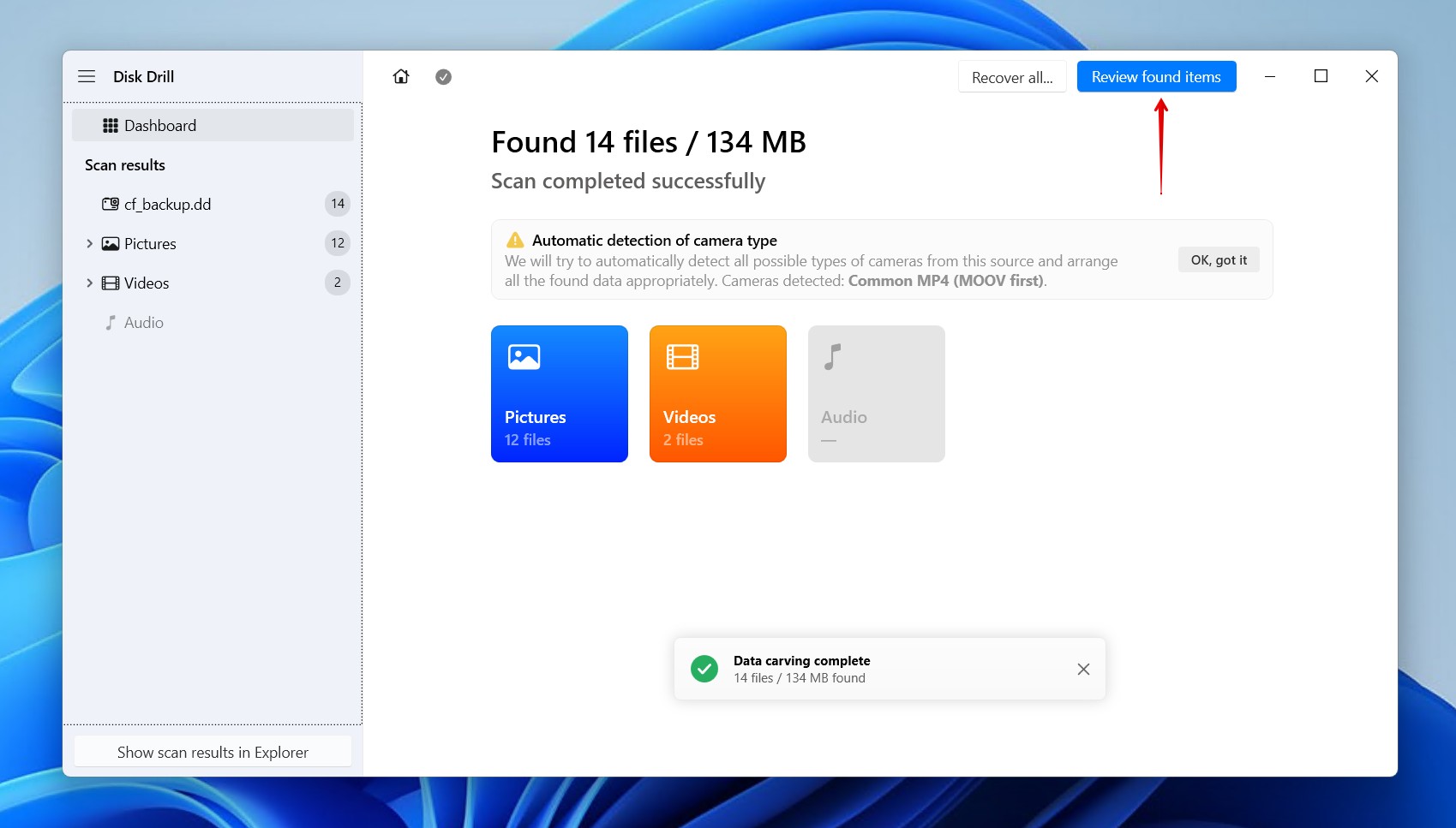 Reviewing the CF card data.