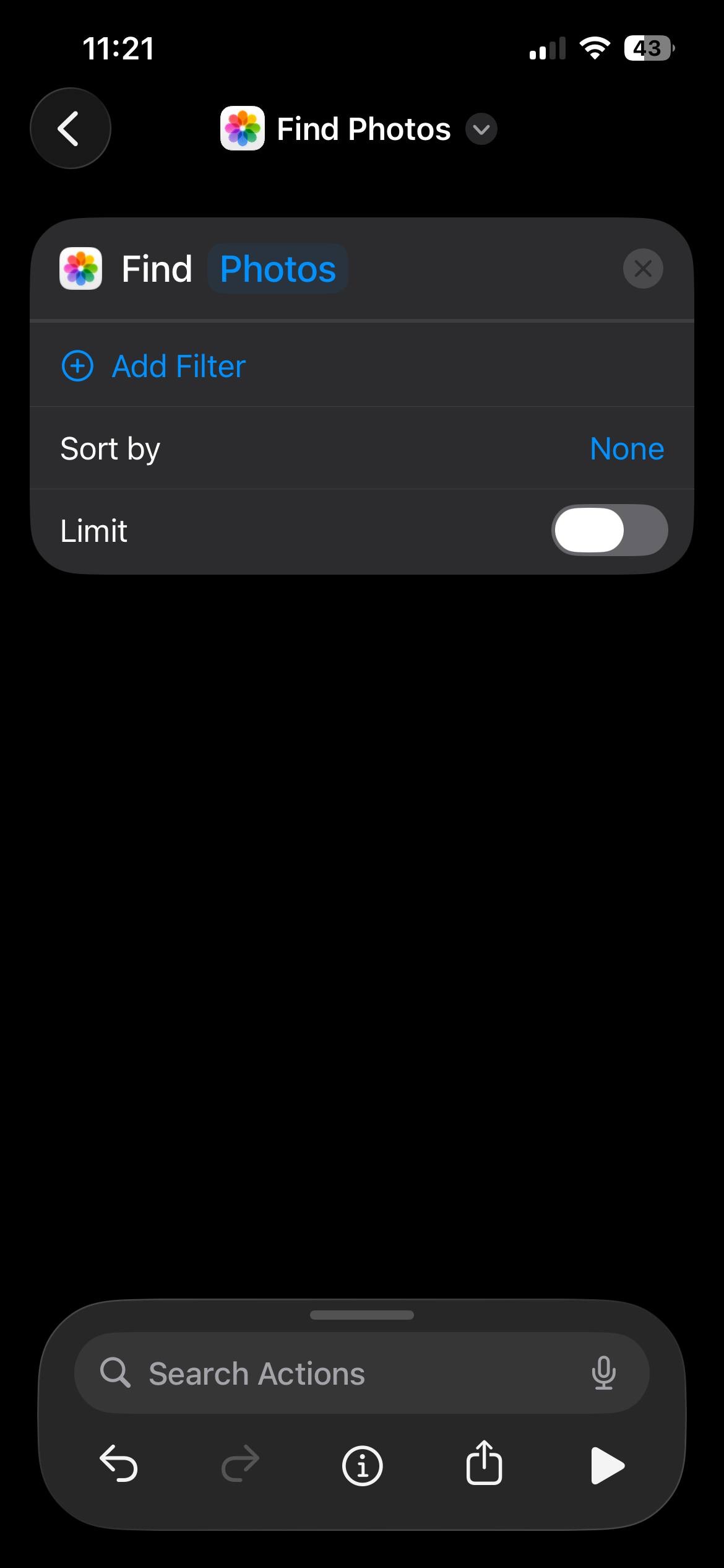 Add a Filter to the Find Photos Action