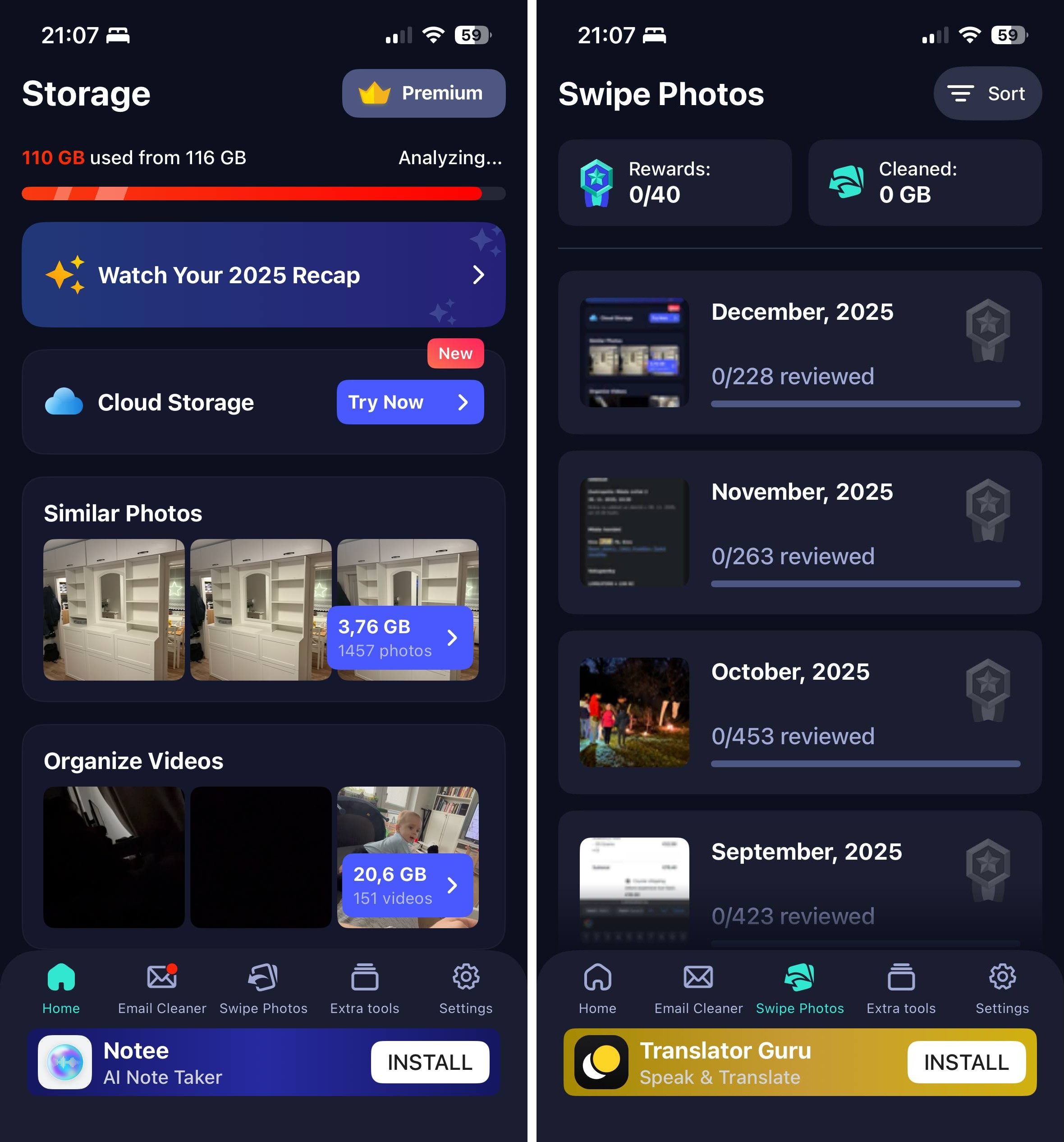 Cleaner Guru: Clean Up Storage app screenshots.
