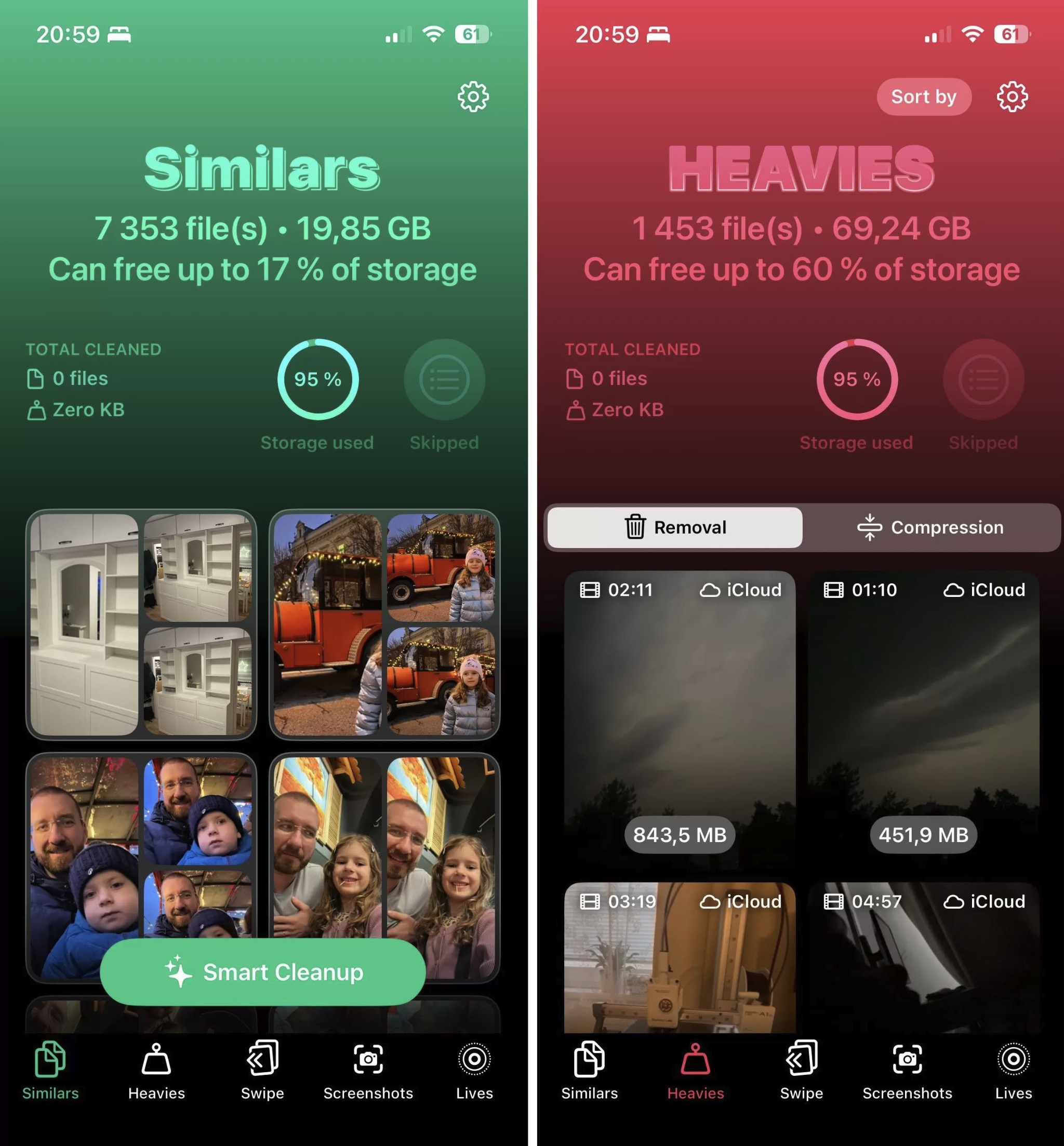 Clever Cleaner app screenshots.