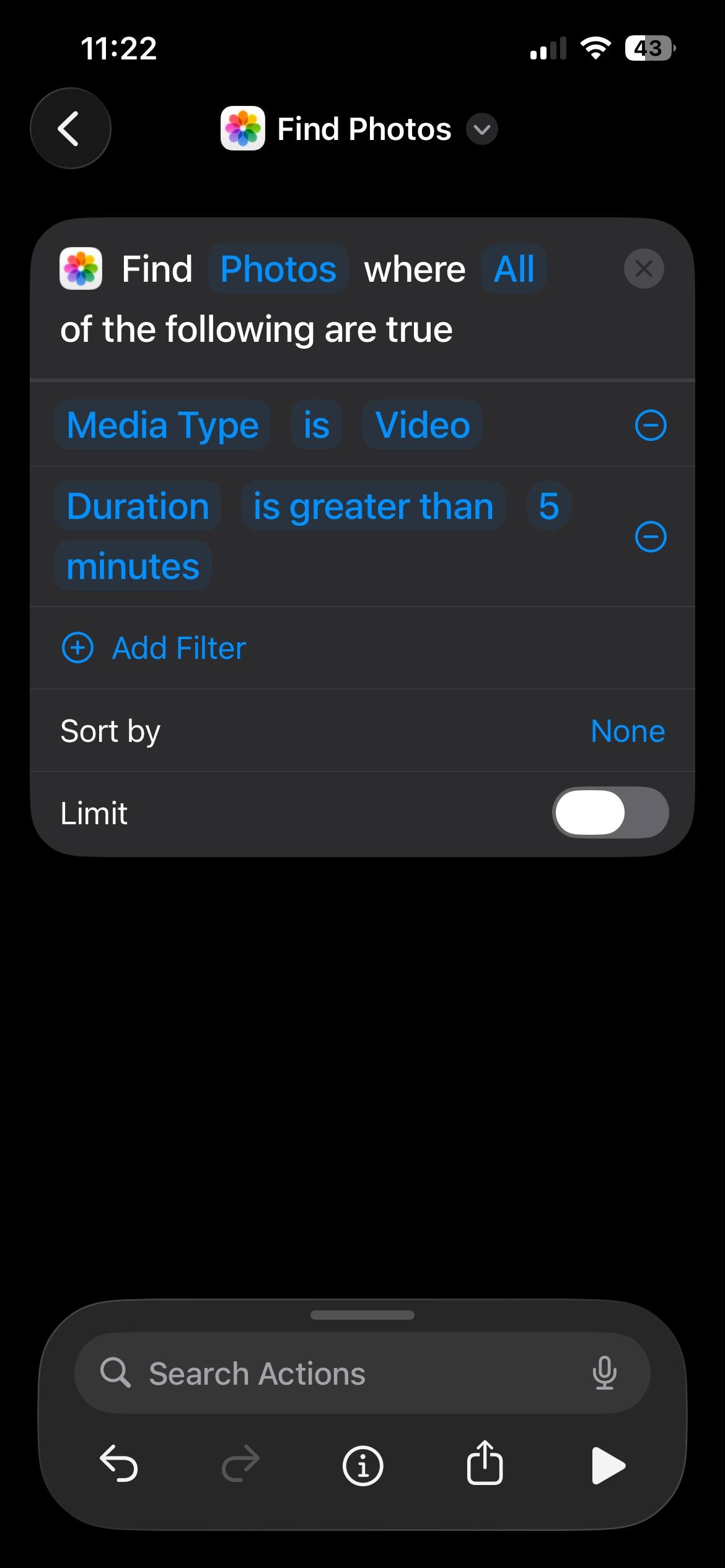 Set Media Type to Video and Filter by Duration
