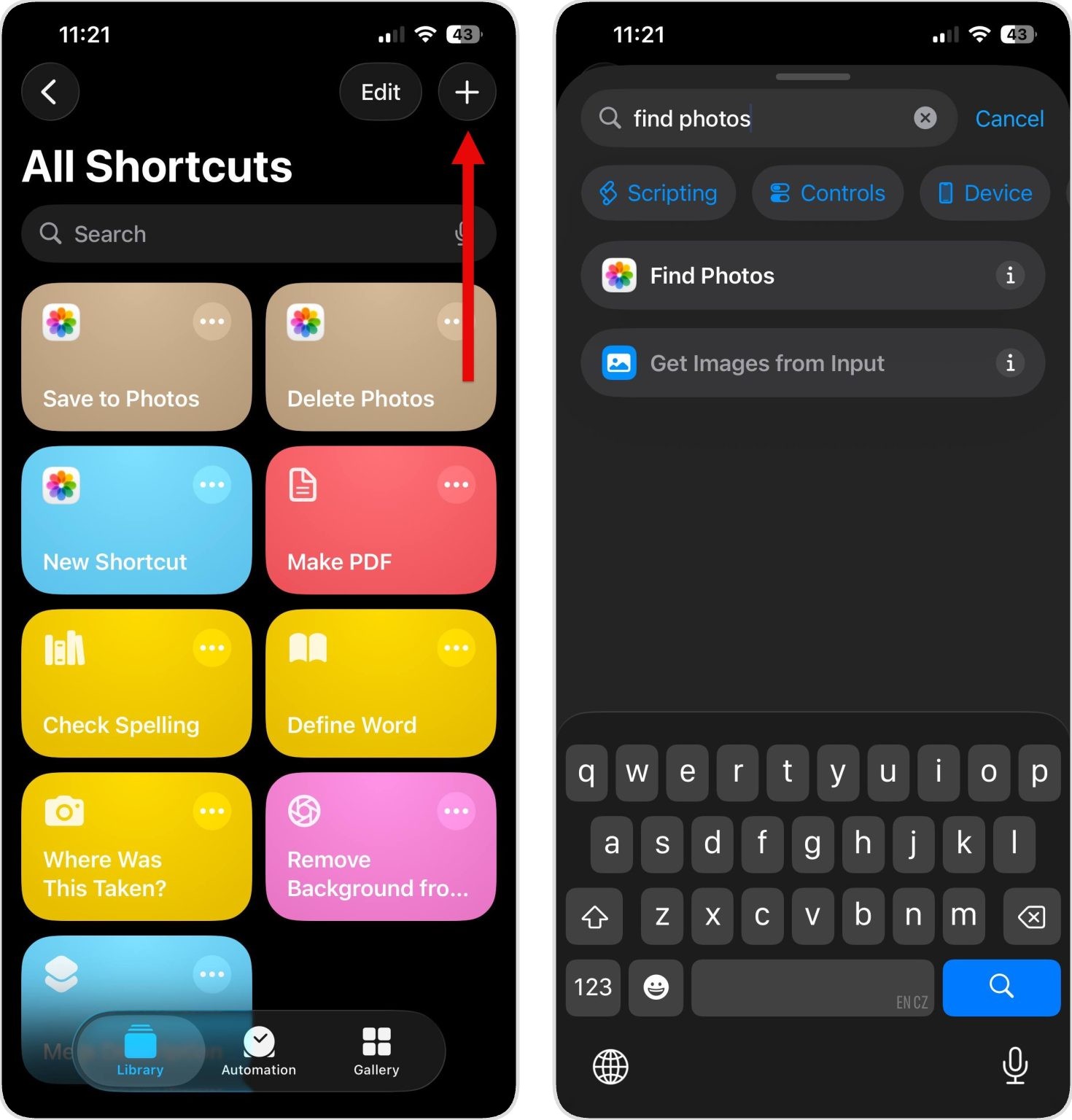 find photos shortcut 1