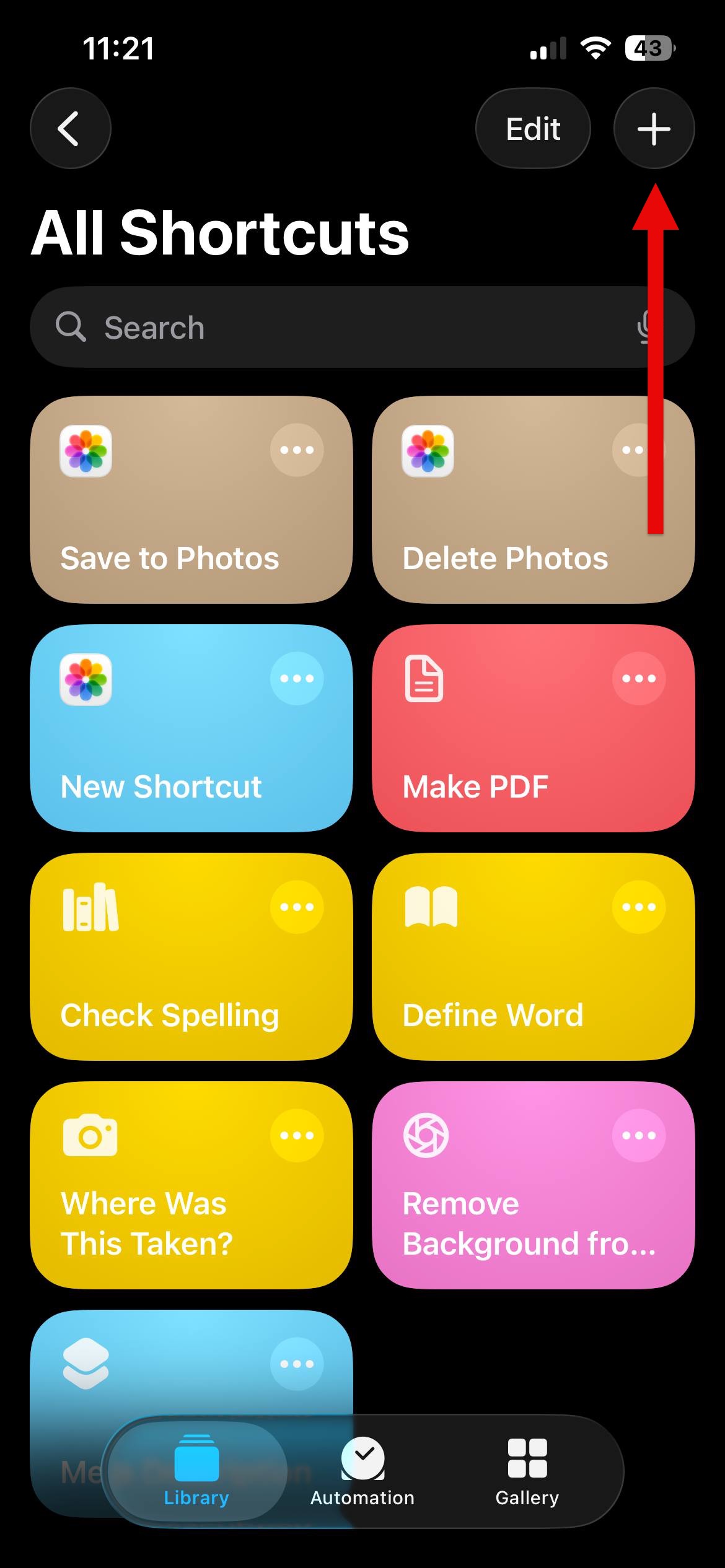 Create a New Shortcut in Apple Shortcuts