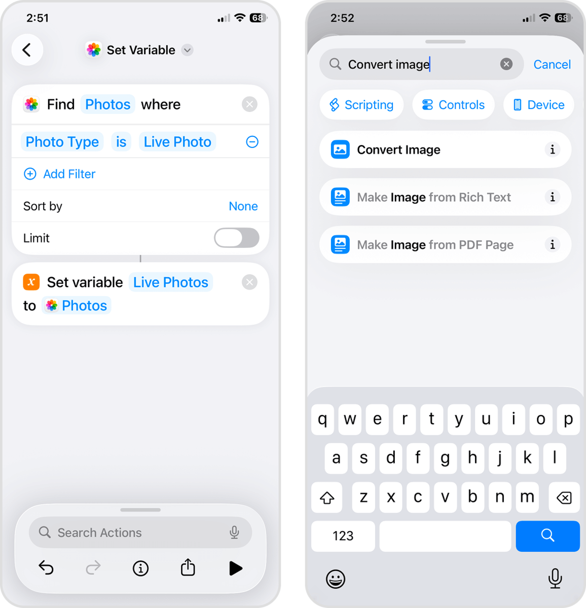 Convert Image action in Shortcuts