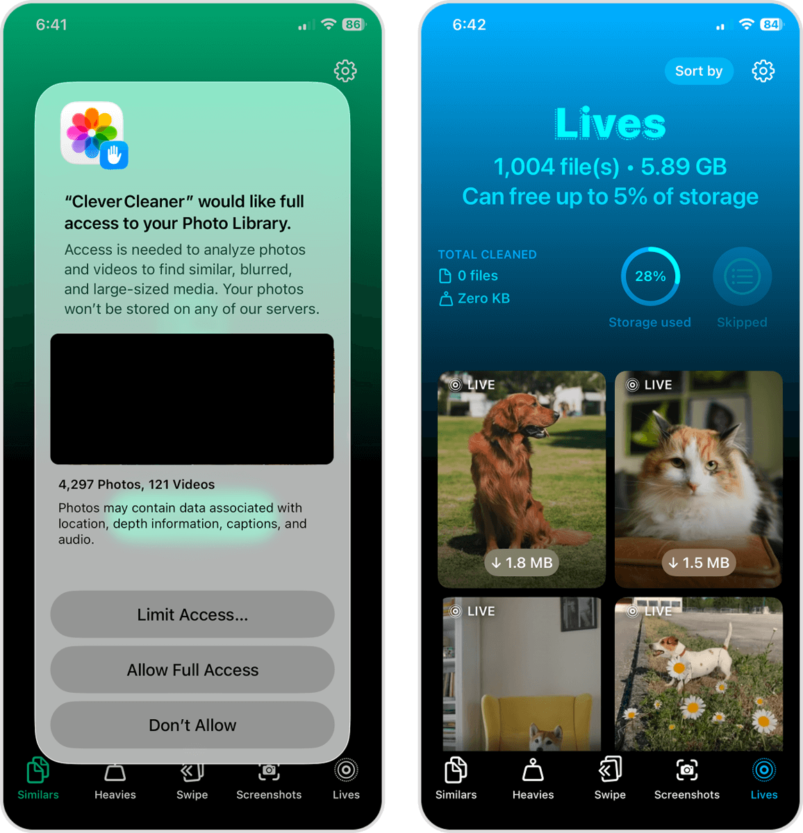 Scan results in the Clever Cleaner app
