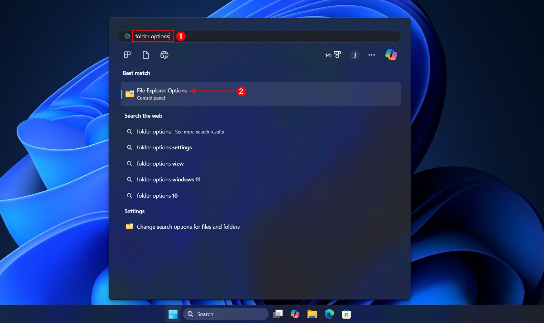 Opening File Explorer options.