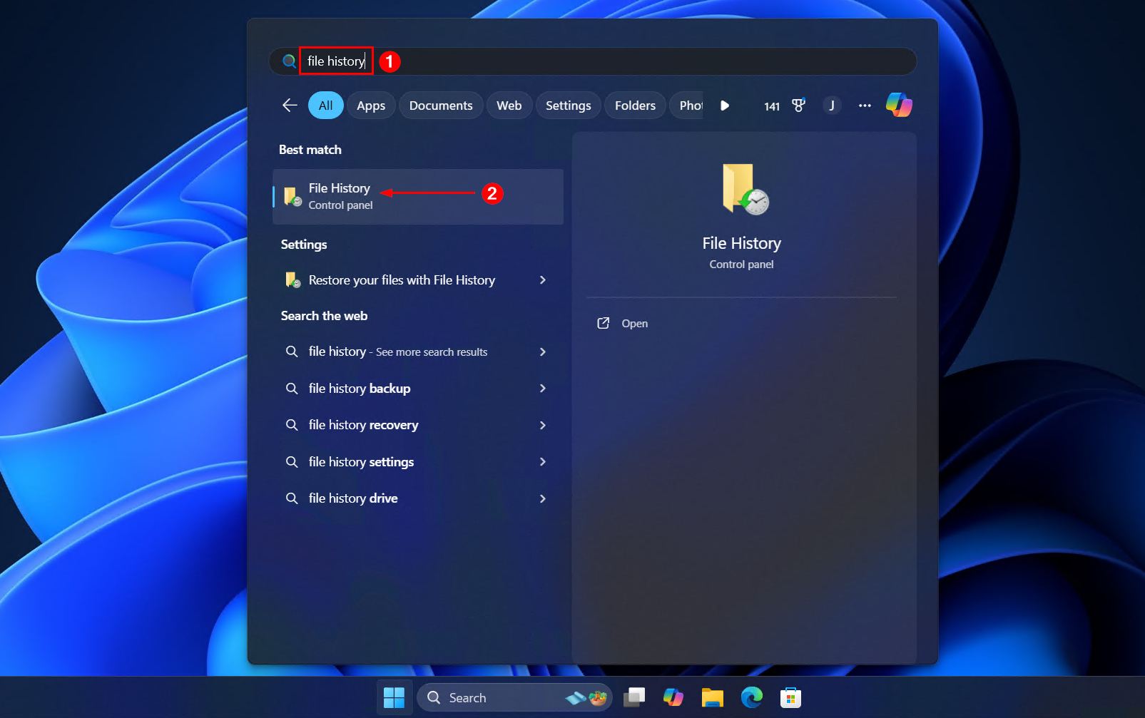 Opening File History.