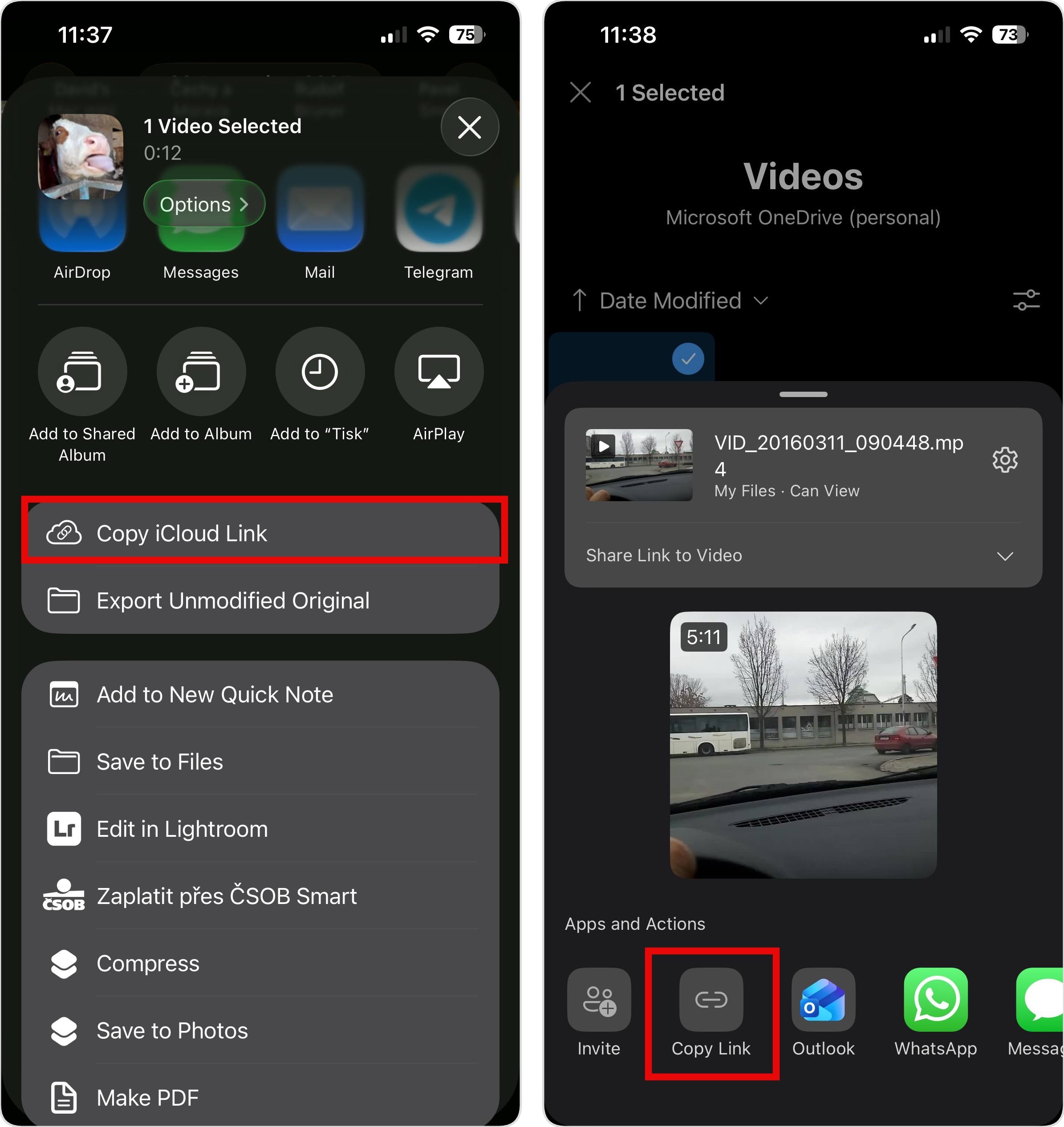 Sharing a Cloud Link to an iPhone Video Instead of Compressing
