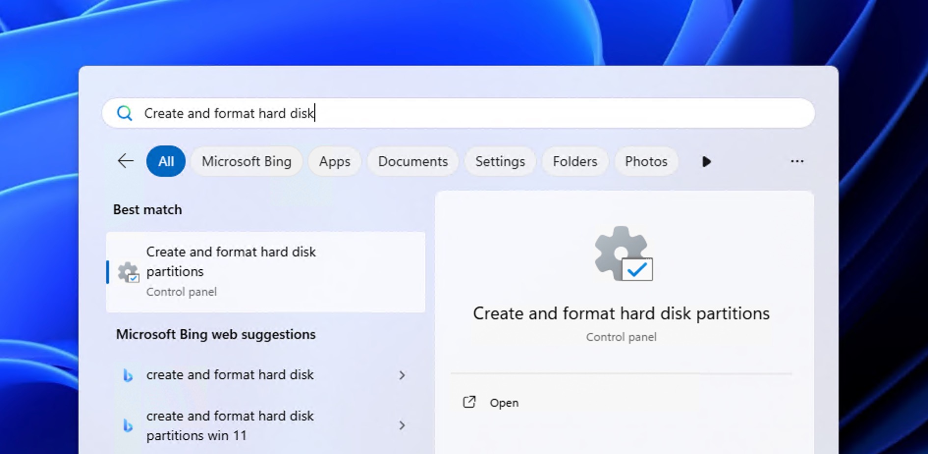 Abrir la administración de discos en Windows