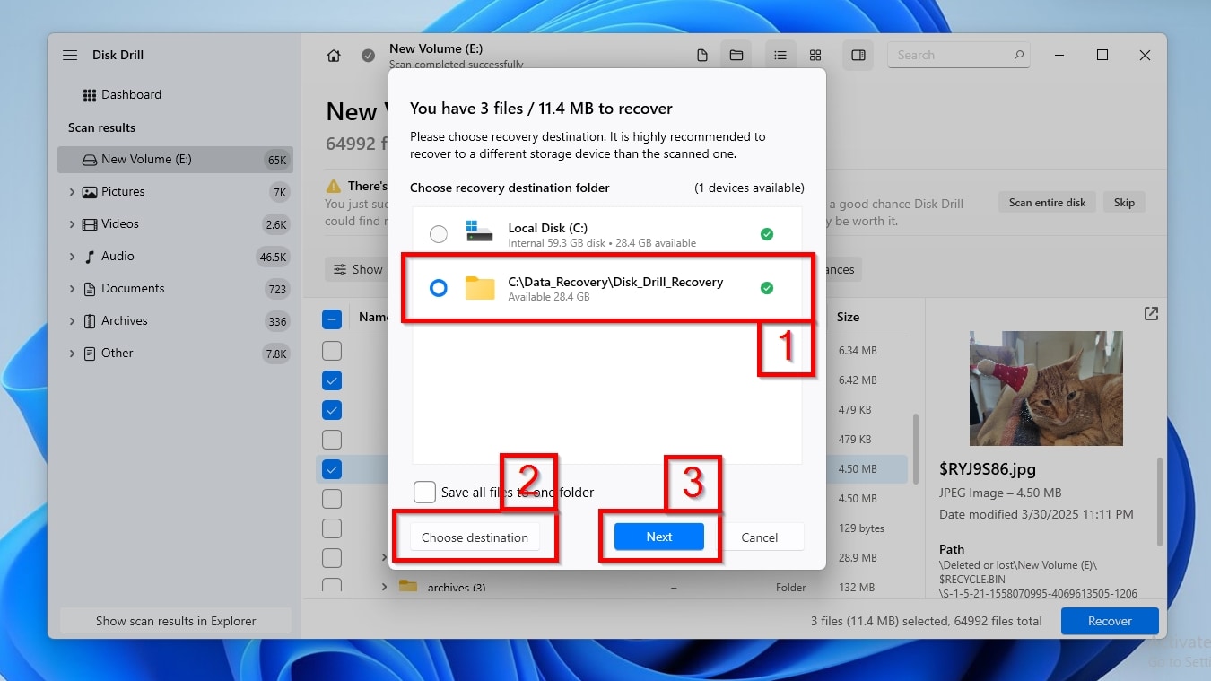 Disk Drill Select Destination Folder