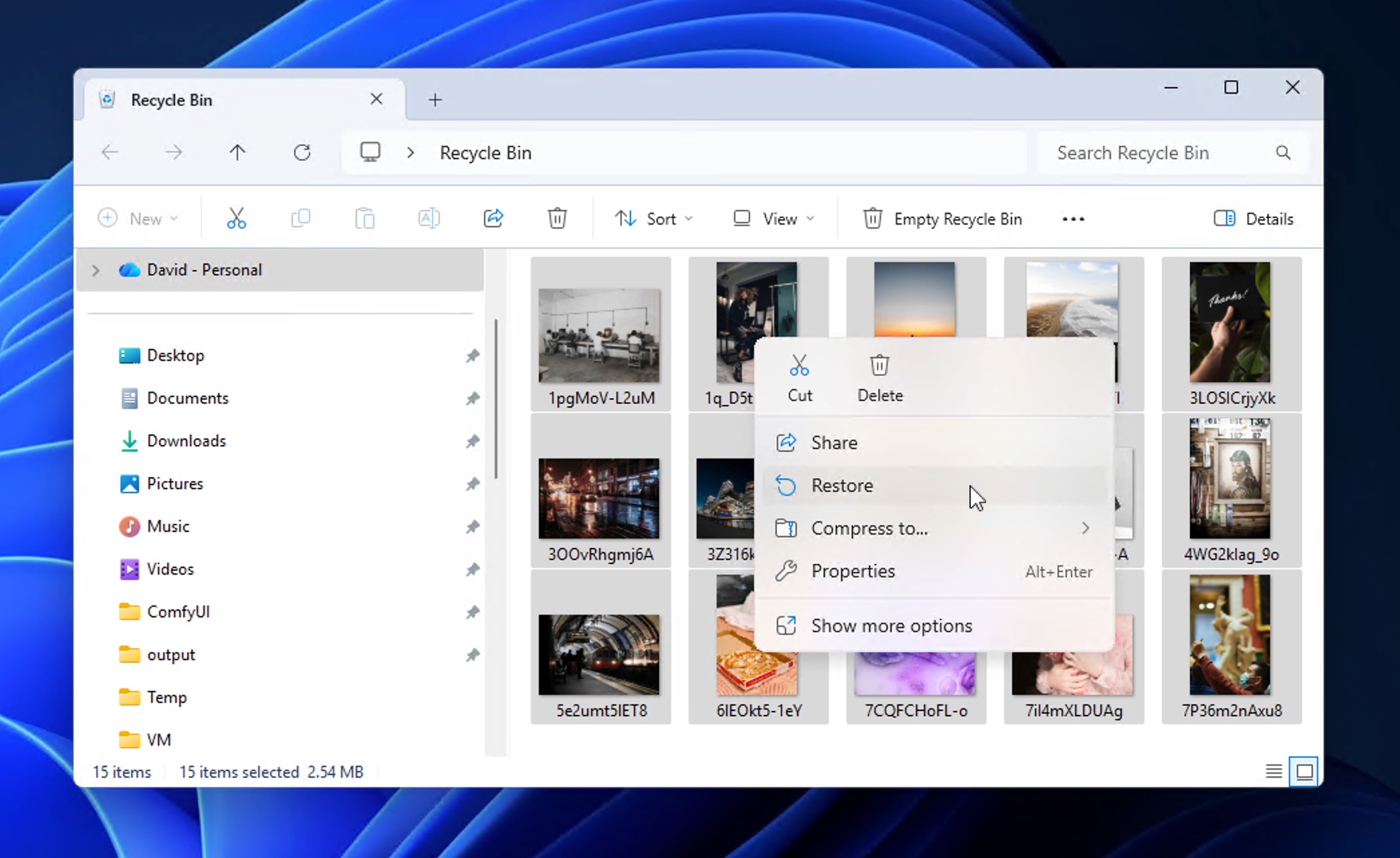 Restaurar archivos eliminados de la Papelera de reciclaje de Windows