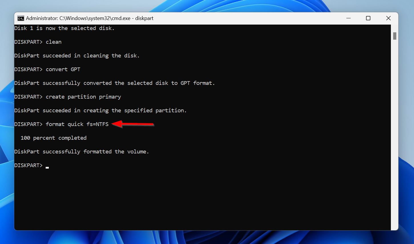 Format command in Command Prompt.