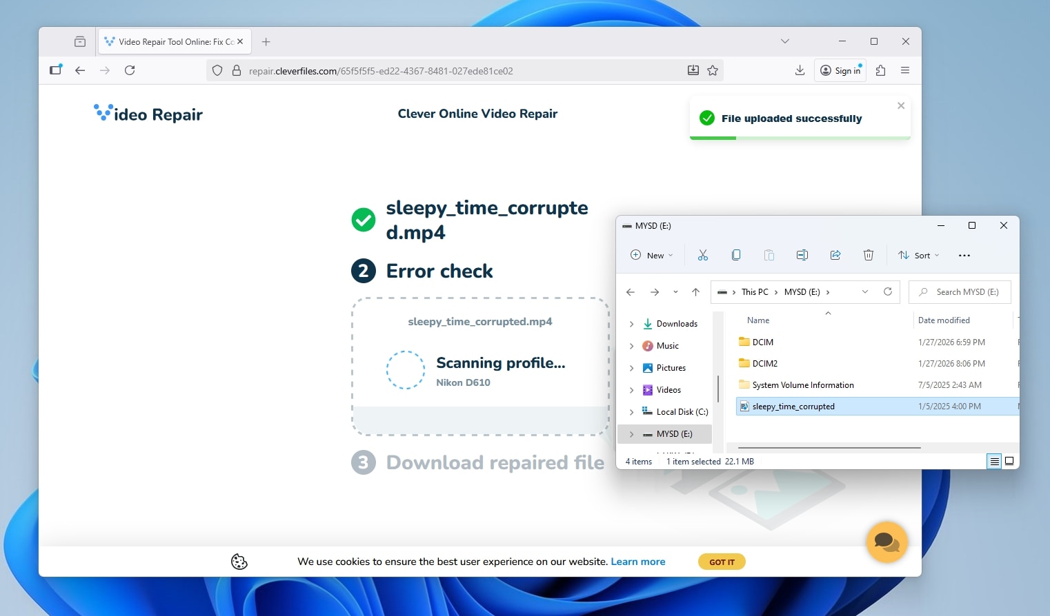 Clever Online Video Repair Scanning Uploaded File