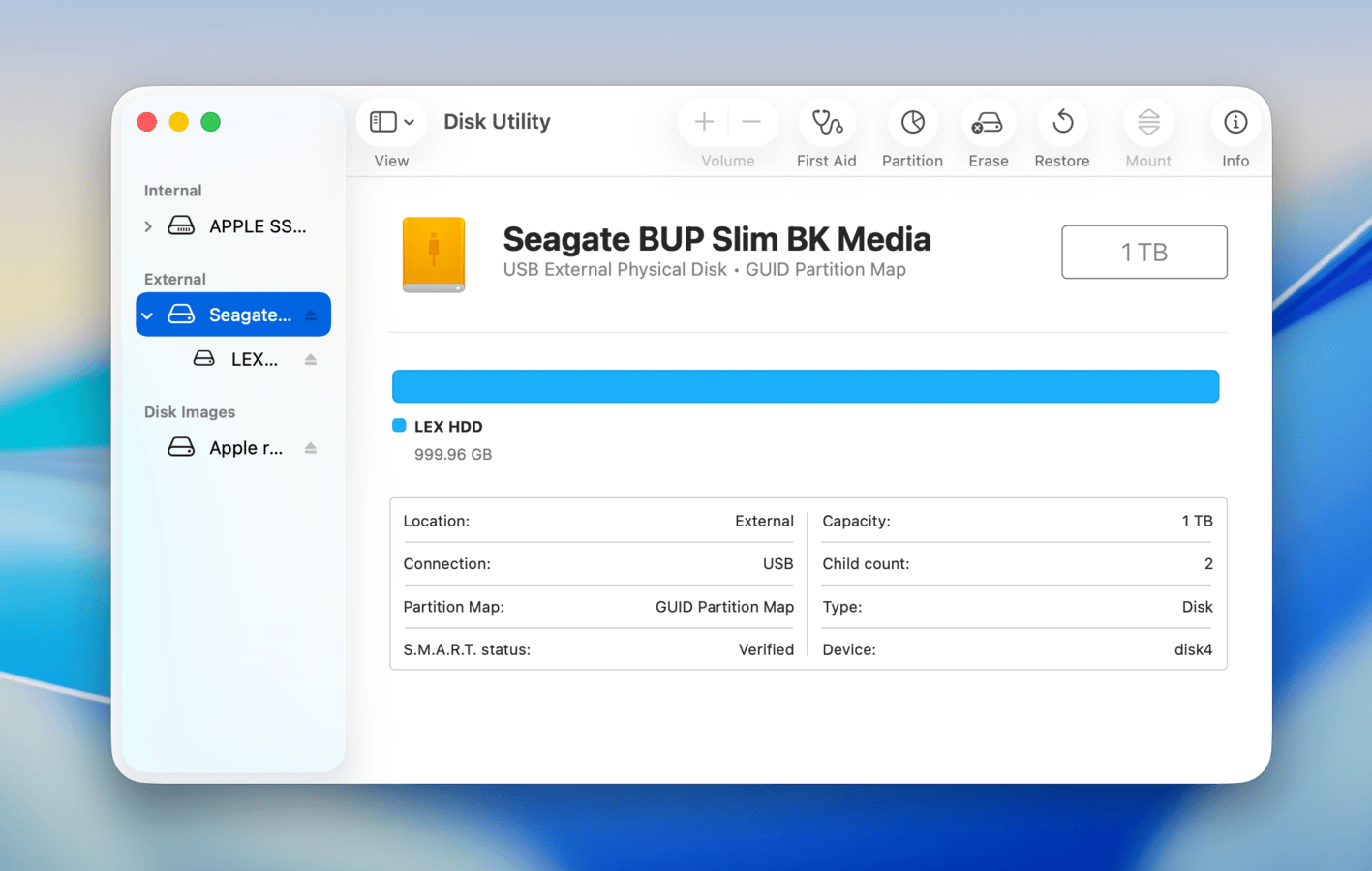 Greyed out Mount Button for an HDD in Disk Utility