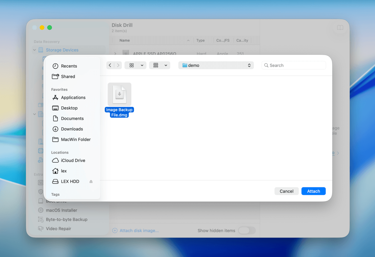 Disk Drill's image backup importer