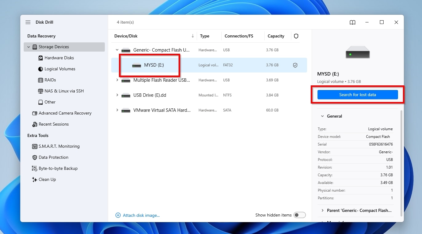 Disk Drill Select Device