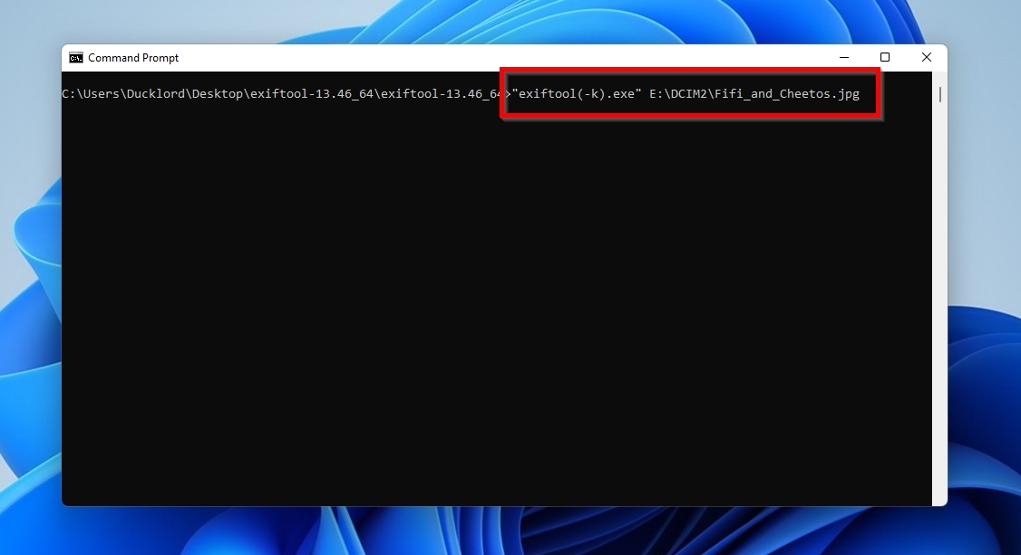 ExifTool CMD Check Image