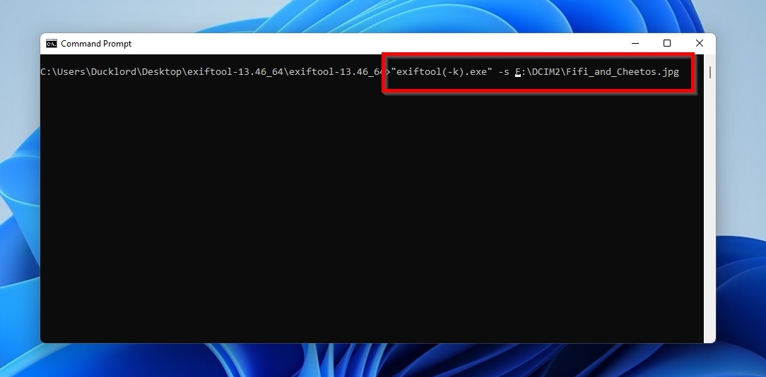 ExifTool CMD S Check Image