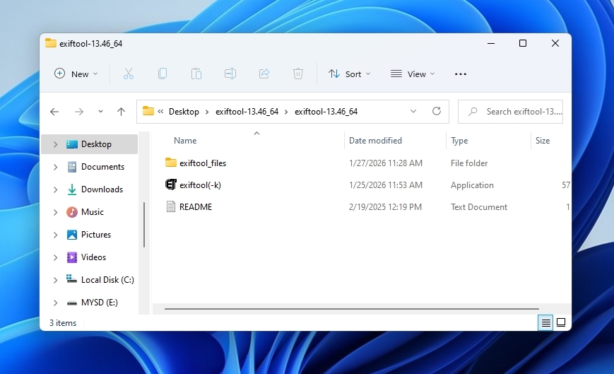 ExifTool Extracted Archive Into Folder