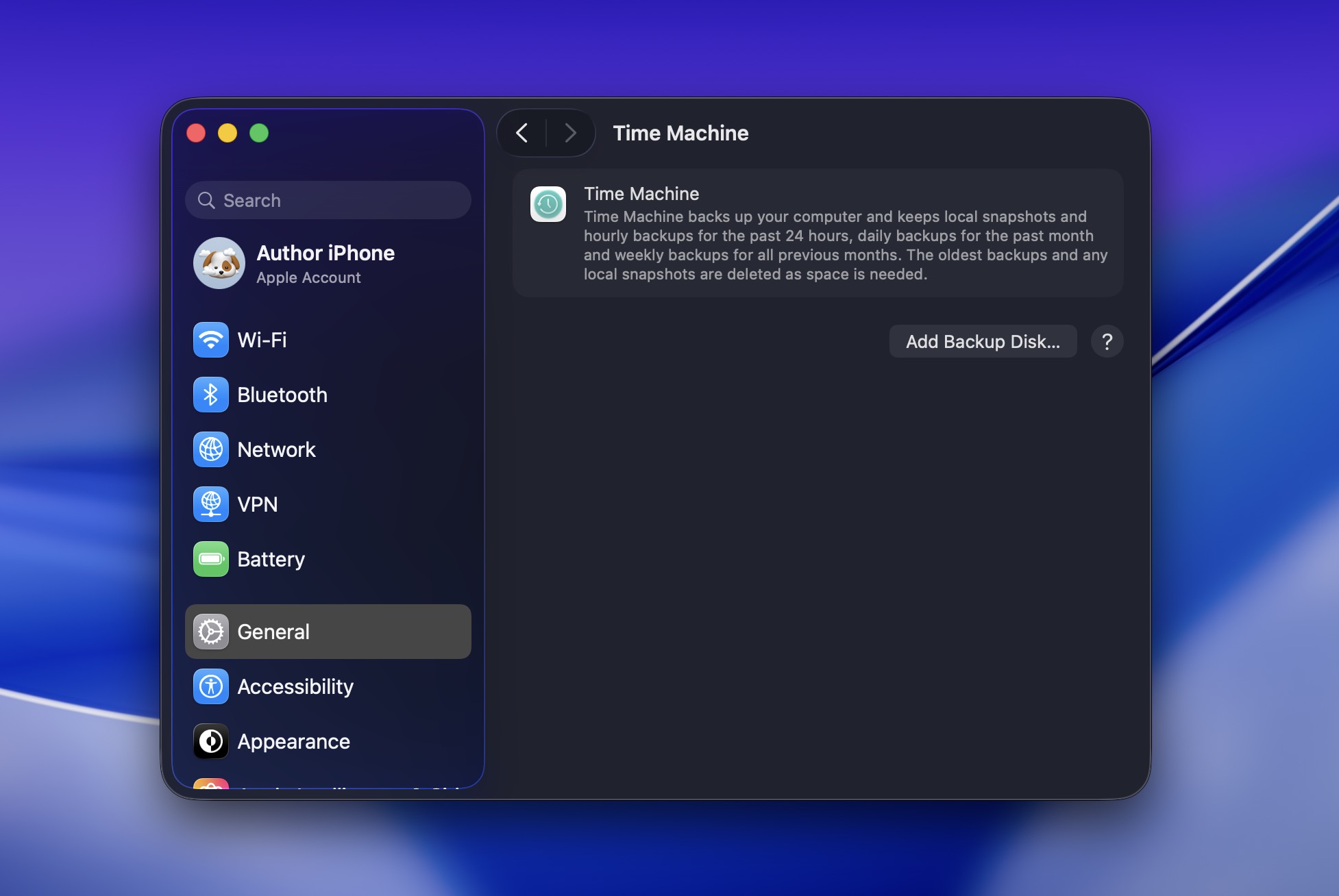 time machine preferences