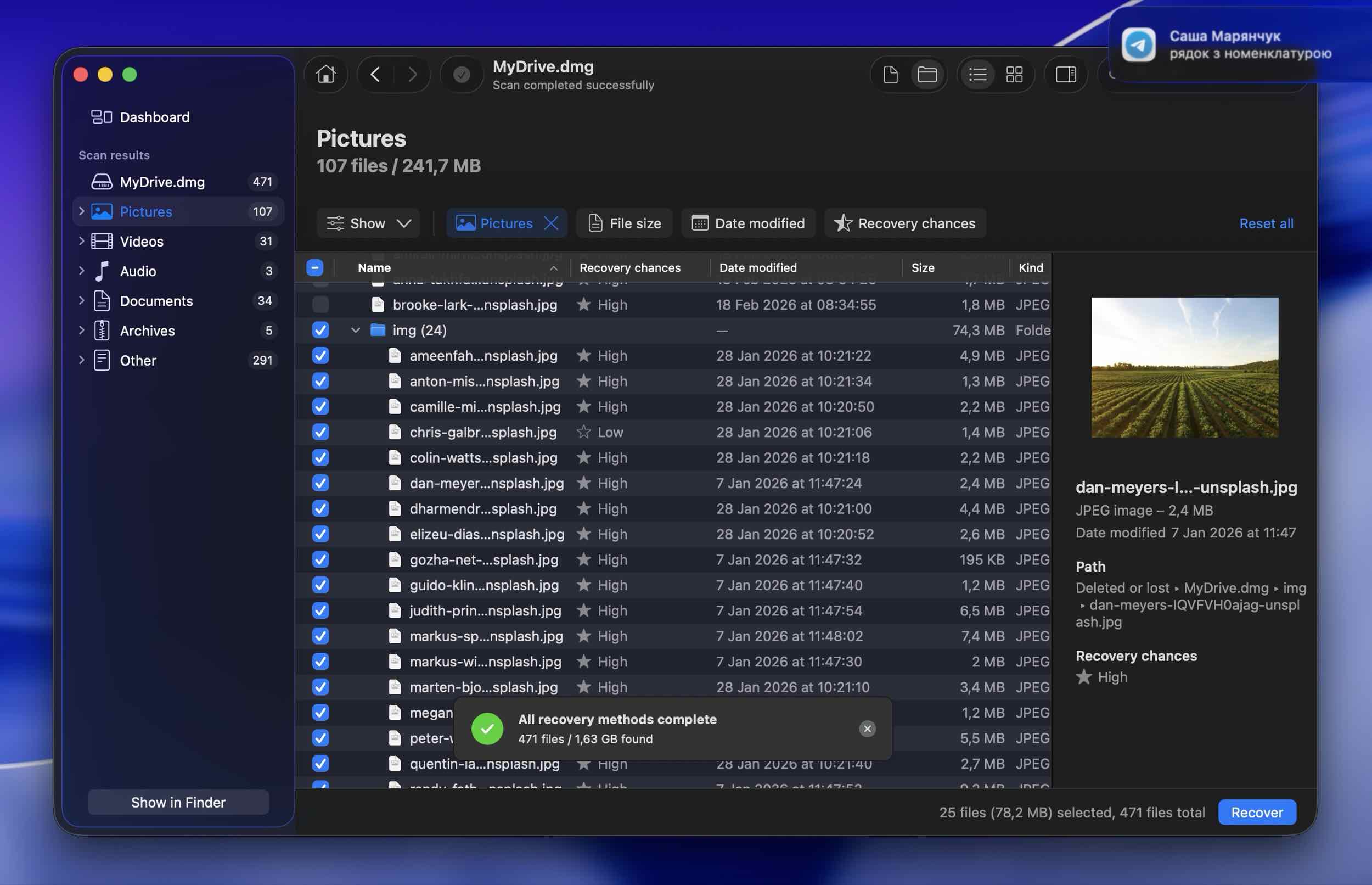 Select the files