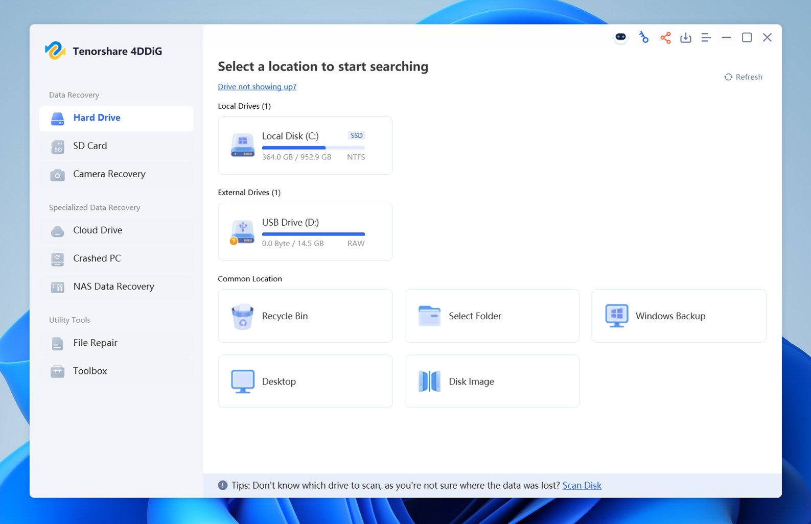 Click the drive or location