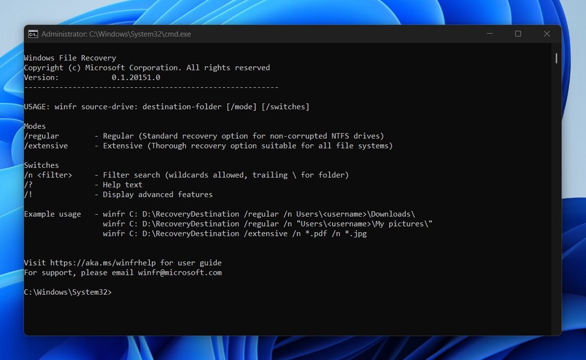 Windows File Recovery