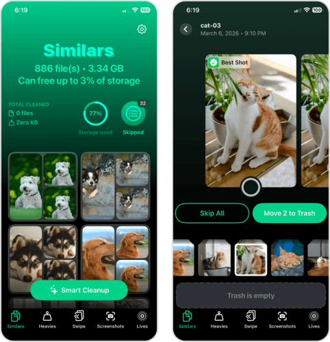 Similar photo cleaning tool in the Clever Cleaner app